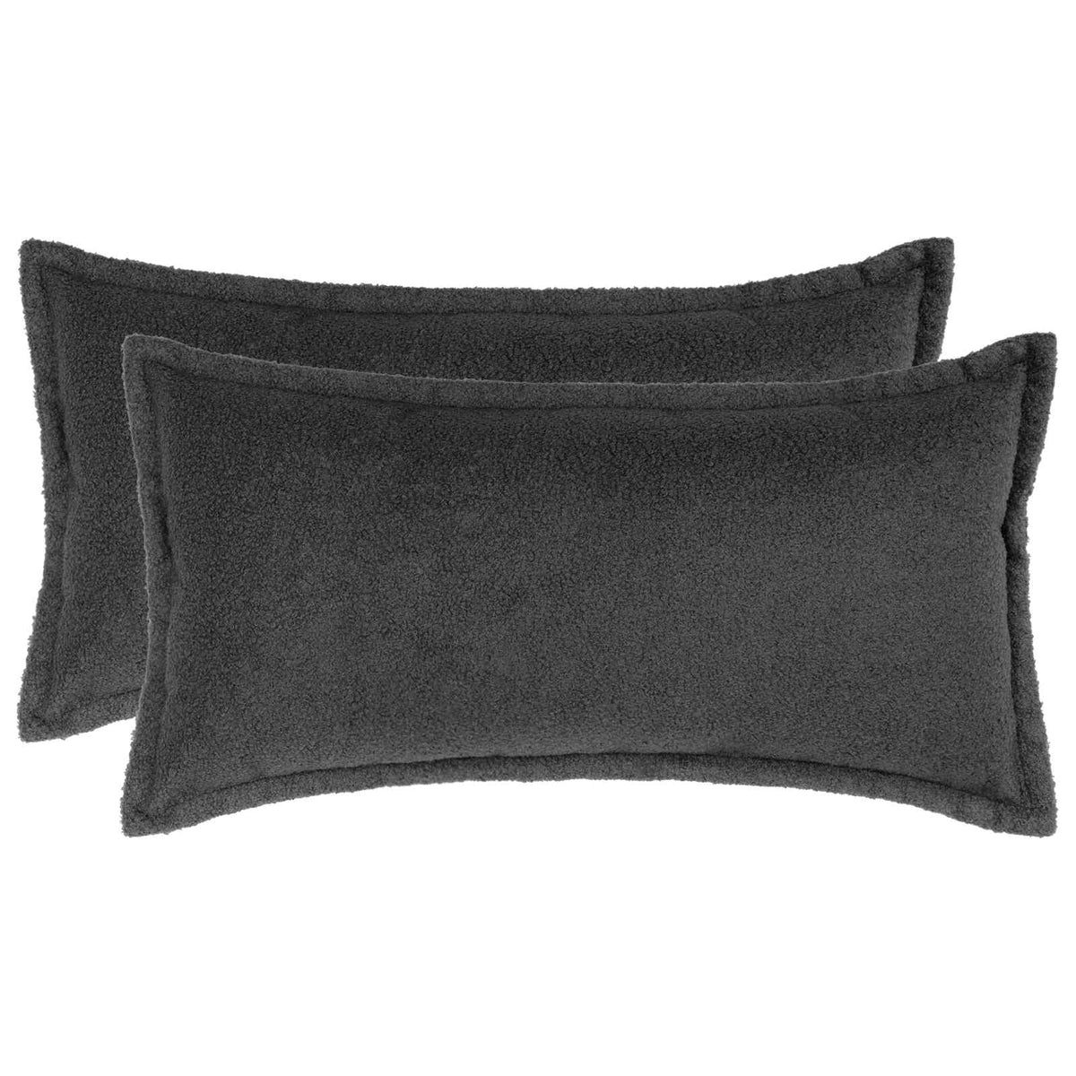 vidaXL Kussensloop 2 pcs HOUTEN Donkergrijs 40 x 80 cm Bouclé