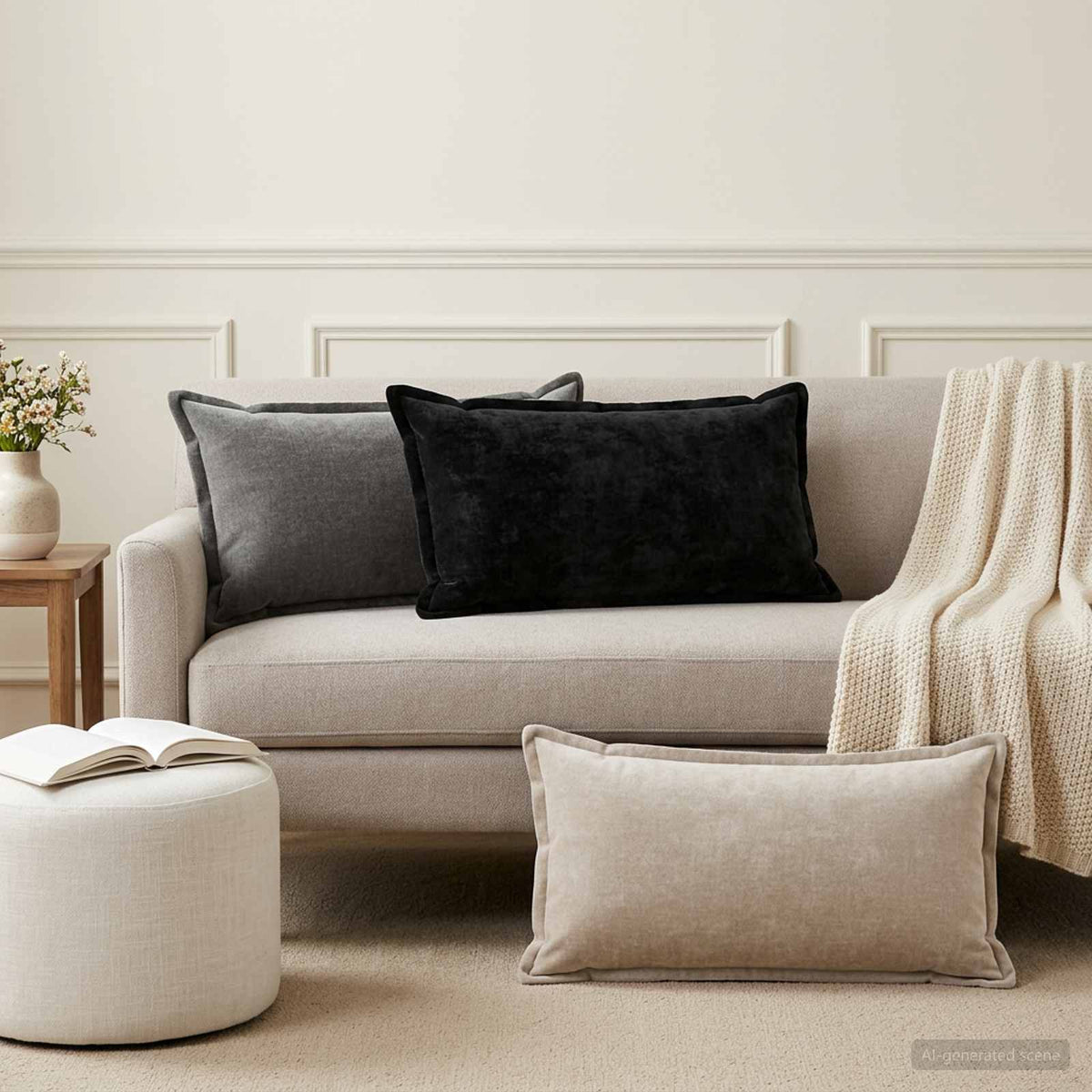 Kussensloop 2 st HOUTEN Lichtgrijs 40 x 70 cm Chenille Stof is nu te koop bij PeponiXL, paradijselijk wonen!