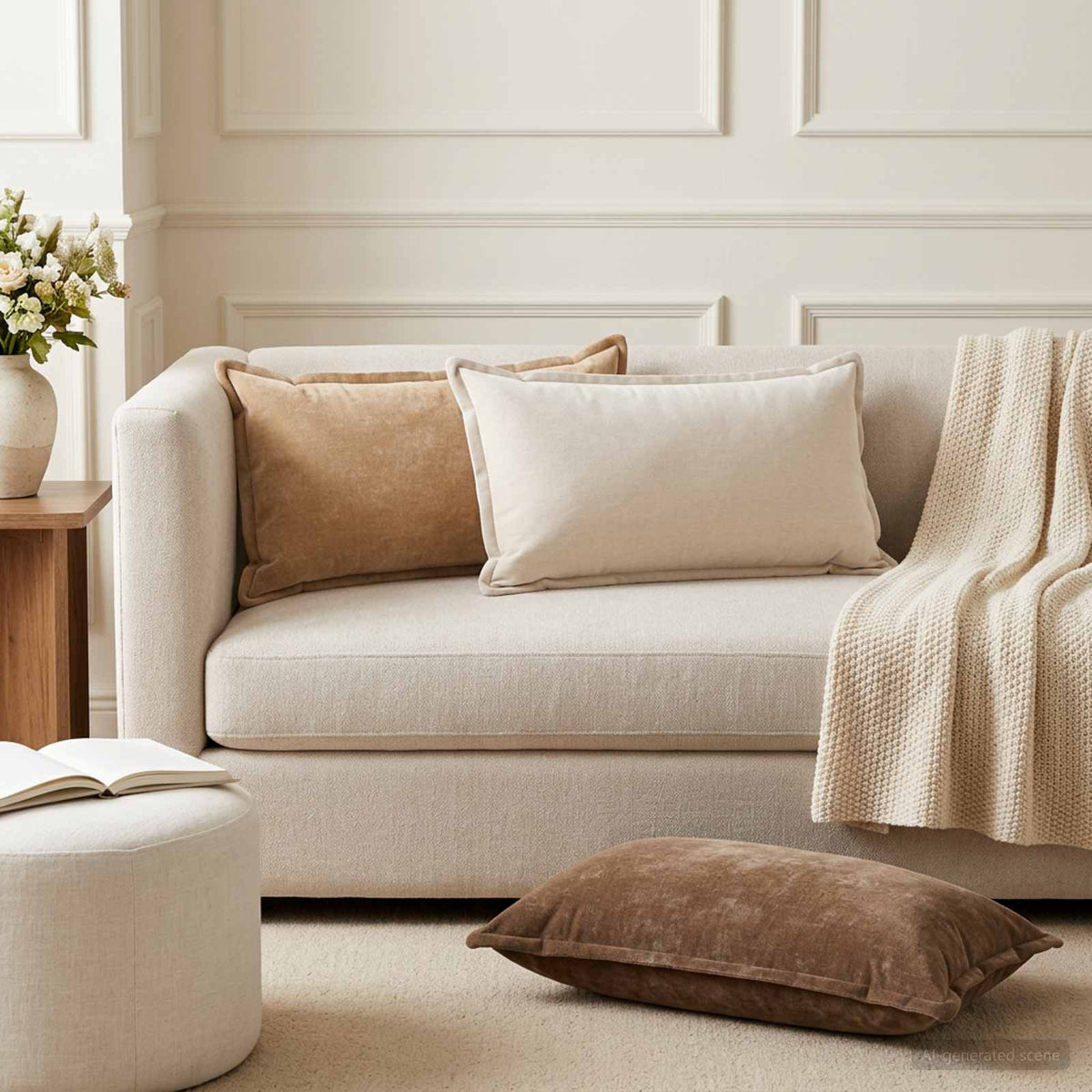 Kussensloop 6 st HOUTEN Crèmekleurig 40 x 80 cm Chenille Stof is nu te koop bij PeponiXL, paradijselijk wonen!