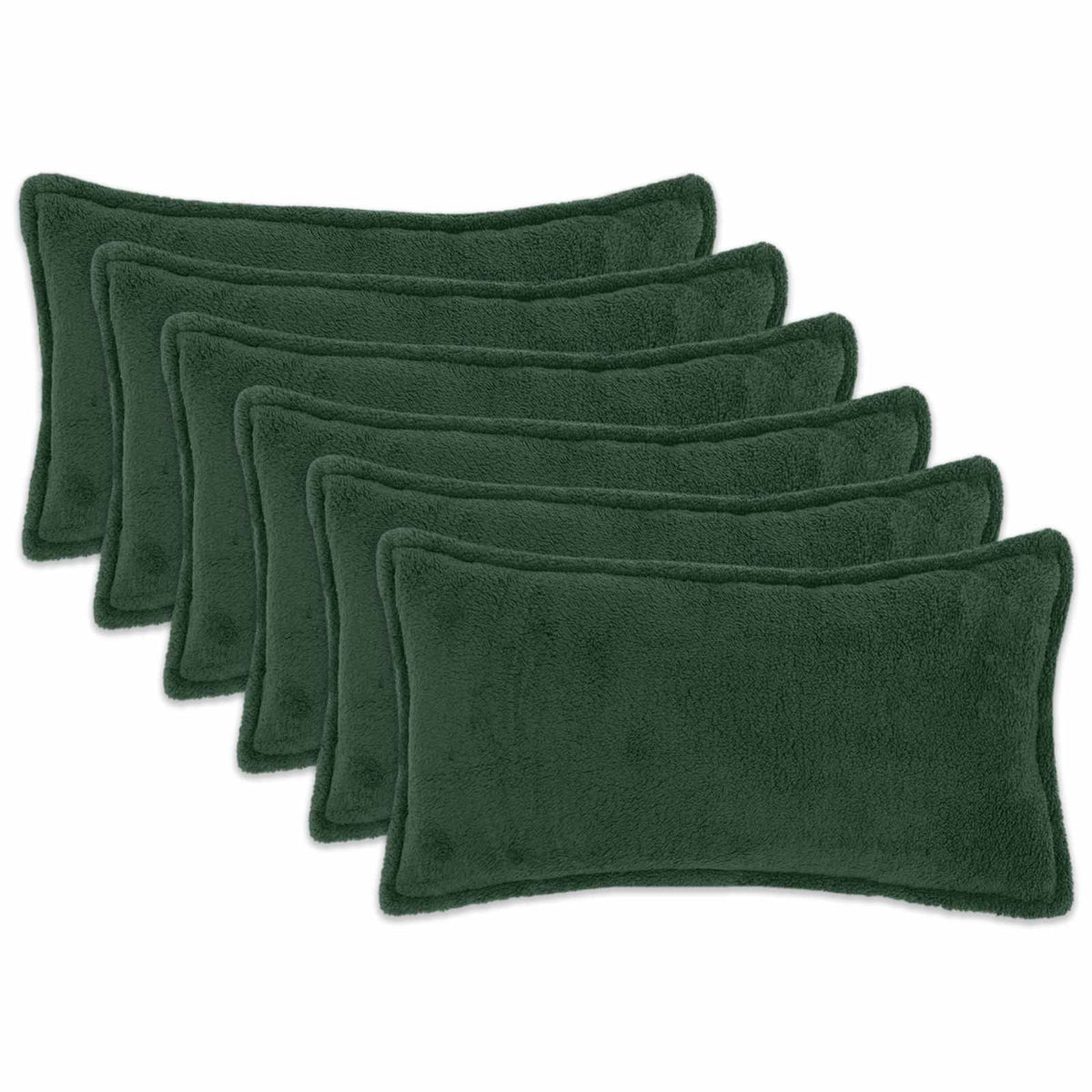 vidaXL Kussensloop 6 pcs HOUTEN Donkergroen 40 x 80 cm Bouclé