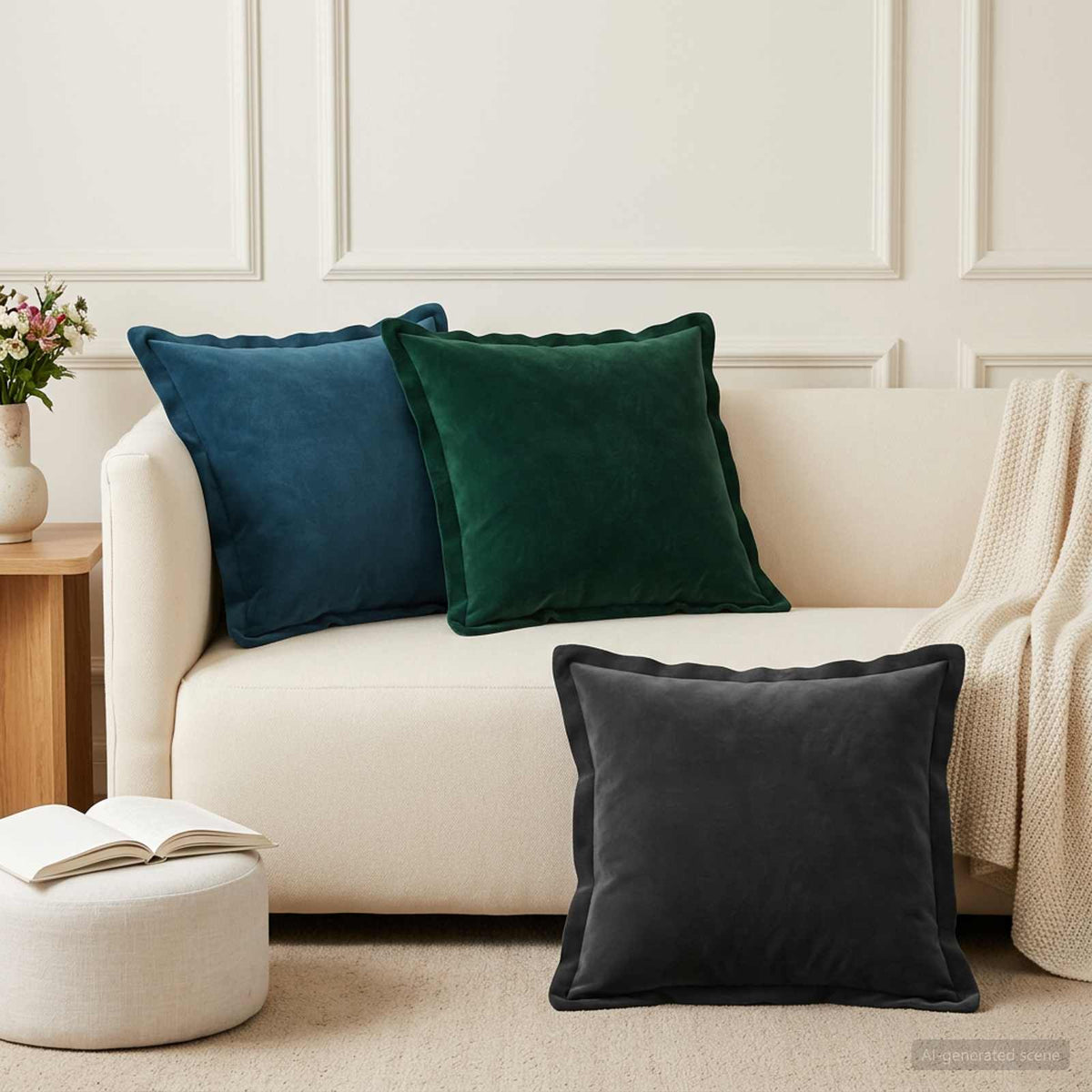 Kussen met kussen HOUTEN 12 st Blauw fluweel is nu te koop bij PeponiXL, paradijselijk wonen!