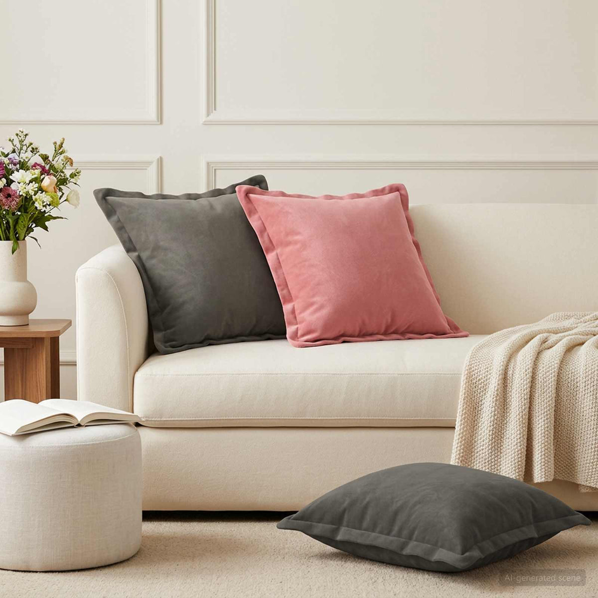 Kussen met kussen HOUTEN 12 st Roze fluweel is nu te koop bij PeponiXL, paradijselijk wonen!