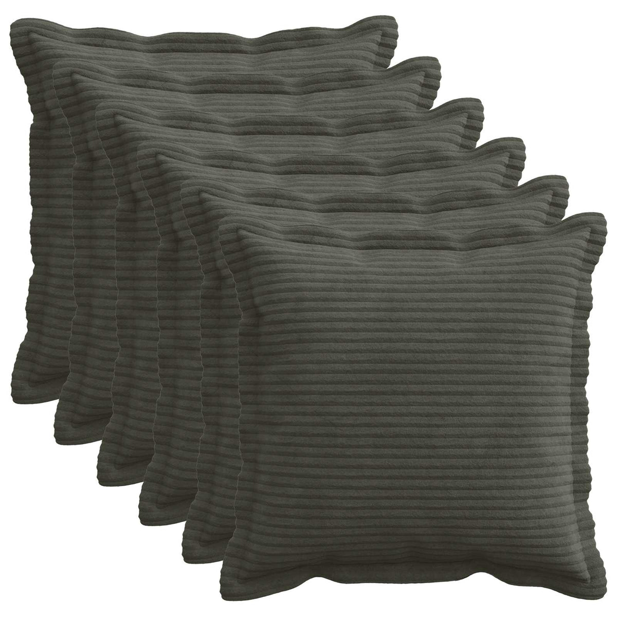 vidaXL Kussensloop 6 st HOUTEN Antraciet 45 x 45 cm corduroy