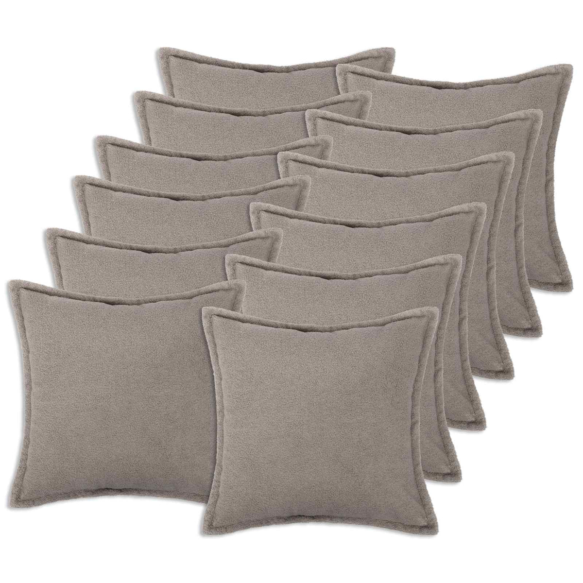 vidaXL Kussensloop 12 pcs HOUTEN Lichtgrijs 45 x 45 cm Bouclé