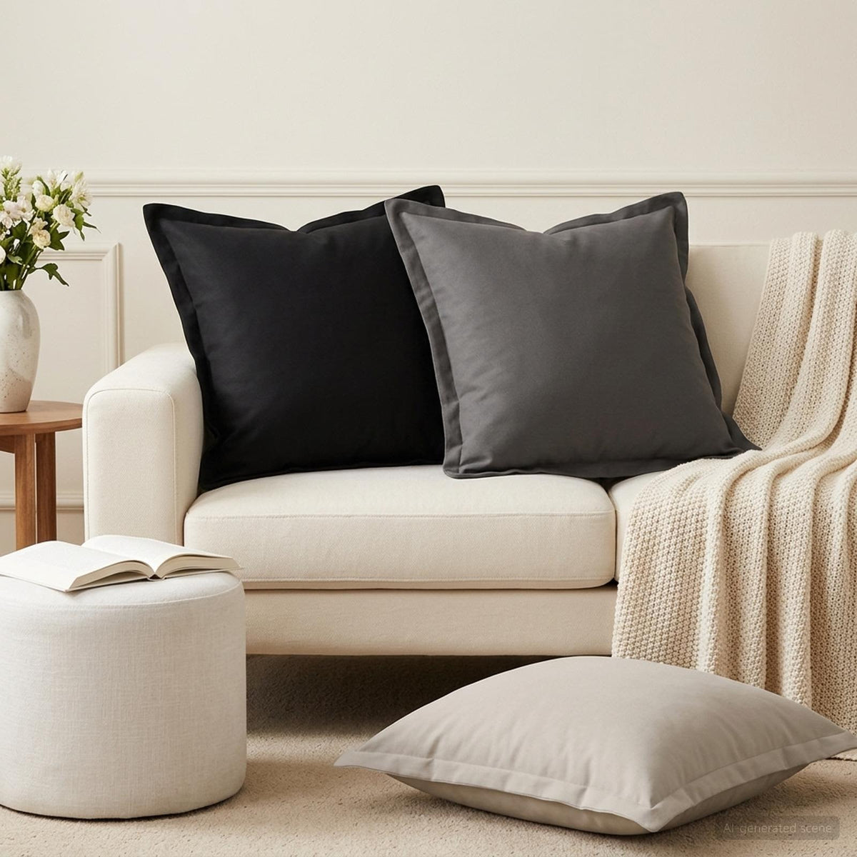 vidaXL Kussen met kussen HOUTEN 12 st Antraciet Polyester