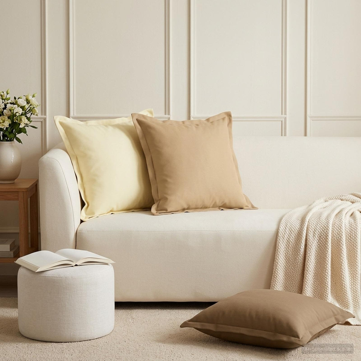 Kussen met kussen HOUTEN 2 st Beige Polyester is nu te koop bij PeponiXL, paradijselijk wonen!