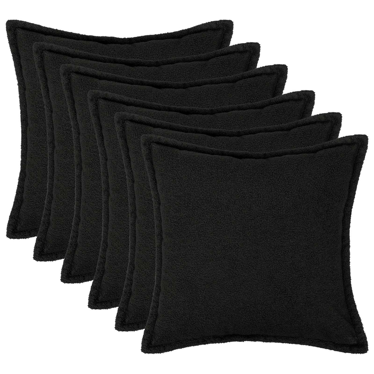 vidaXL Kussensloop 6 pcs HOUTEN Zwart 50 x 50 cm Bouclé