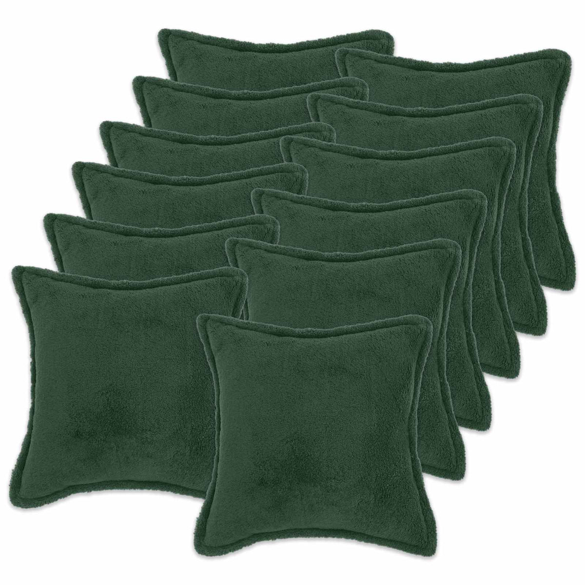 vidaXL Kussensloop 12 pcs HOUTEN Donkergroen 50 x 50 cm Bouclé