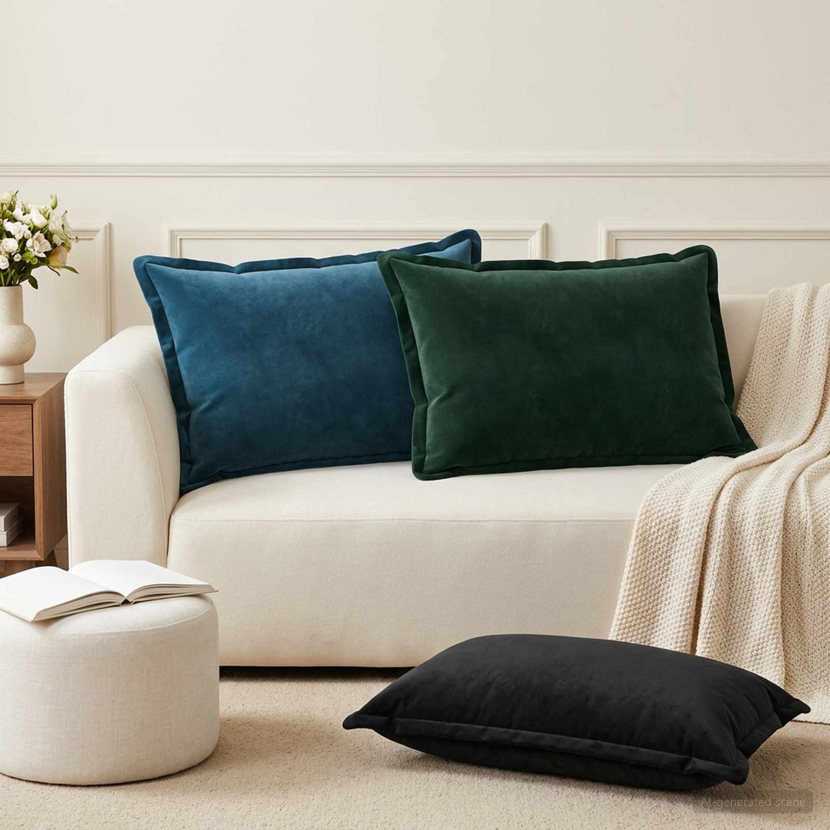 Kussen met kussen HOUTEN 2 st Blauw fluweel is nu te koop bij PeponiXL, paradijselijk wonen!