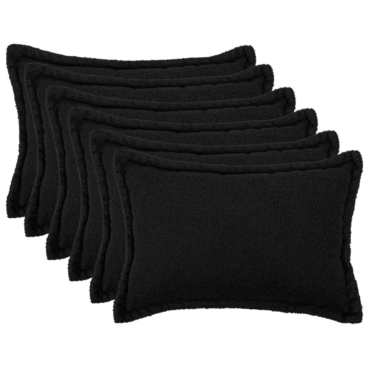 Kussensloop 6 pcs HOUTEN Zwart 50 x 70 cm Bouclé is nu te koop bij PeponiXL, paradijselijk wonen!