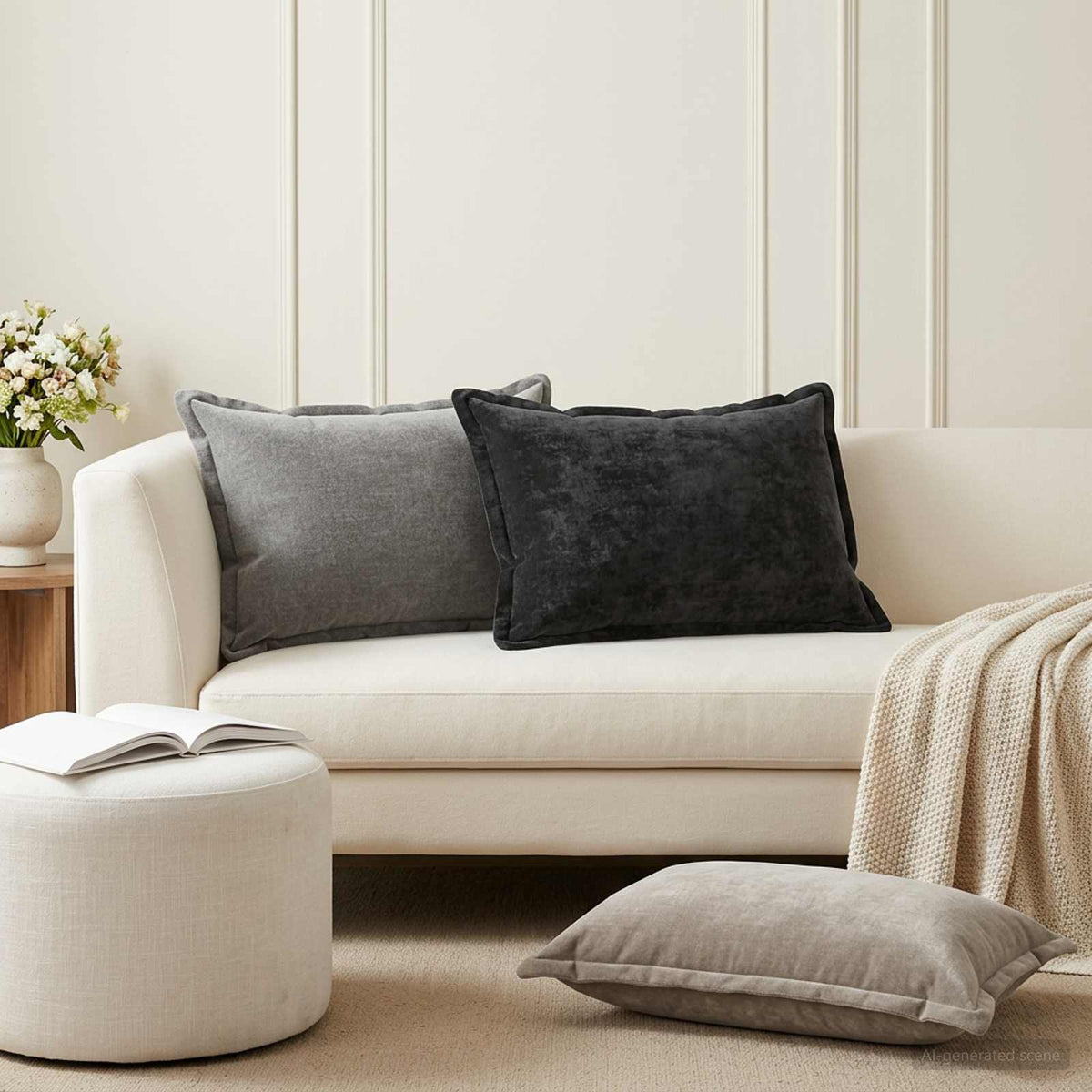 Kussensloop 2 st HOUTEN Antraciet 50 x 80 cm Chenille Stof is nu te koop bij PeponiXL, paradijselijk wonen!