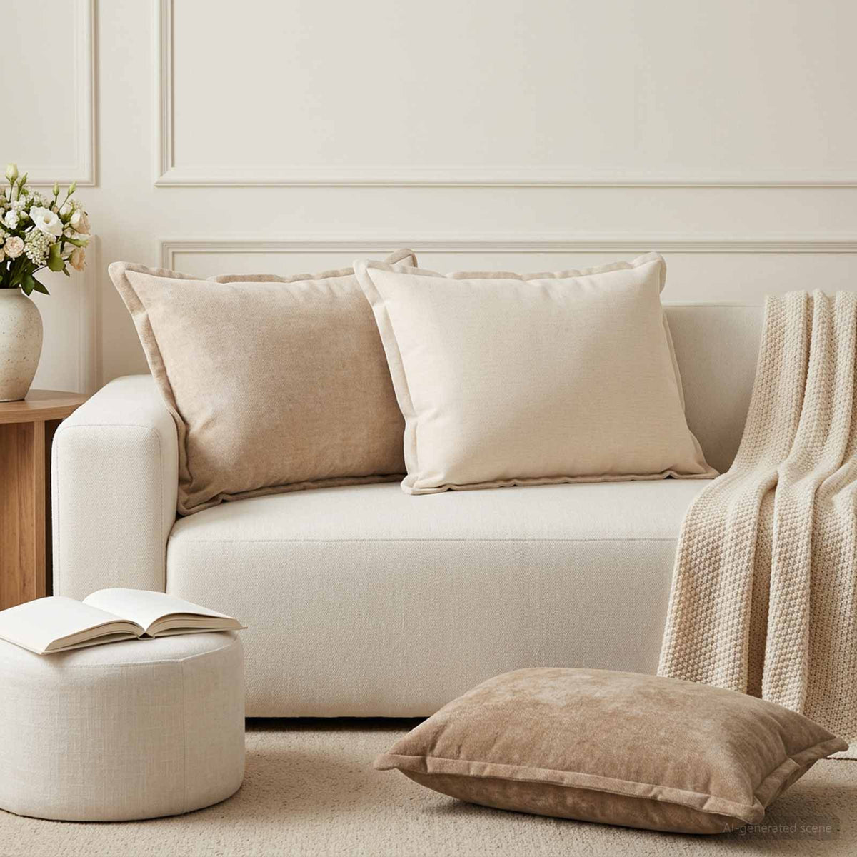 Kussensloop 2 st HOUTEN Crèmekleurig 50 x 80 cm Chenille Stof is nu te koop bij PeponiXL, paradijselijk wonen!