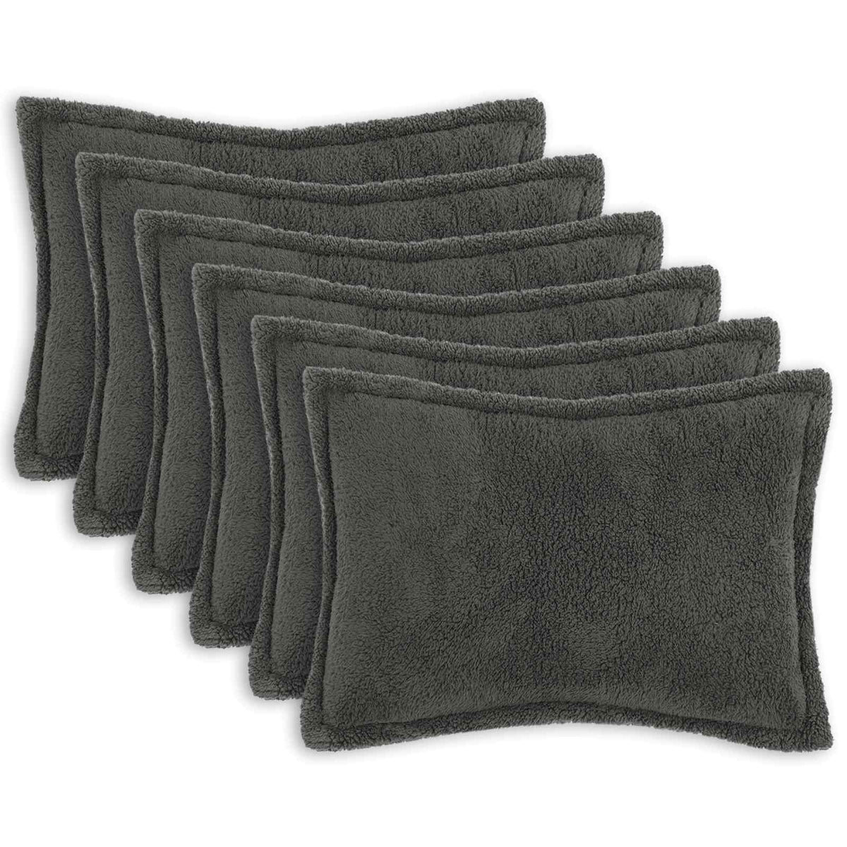 vidaXL Kussensloop 6 pcs HOUTEN Donkergrijs 50 x 70 cm Bouclé