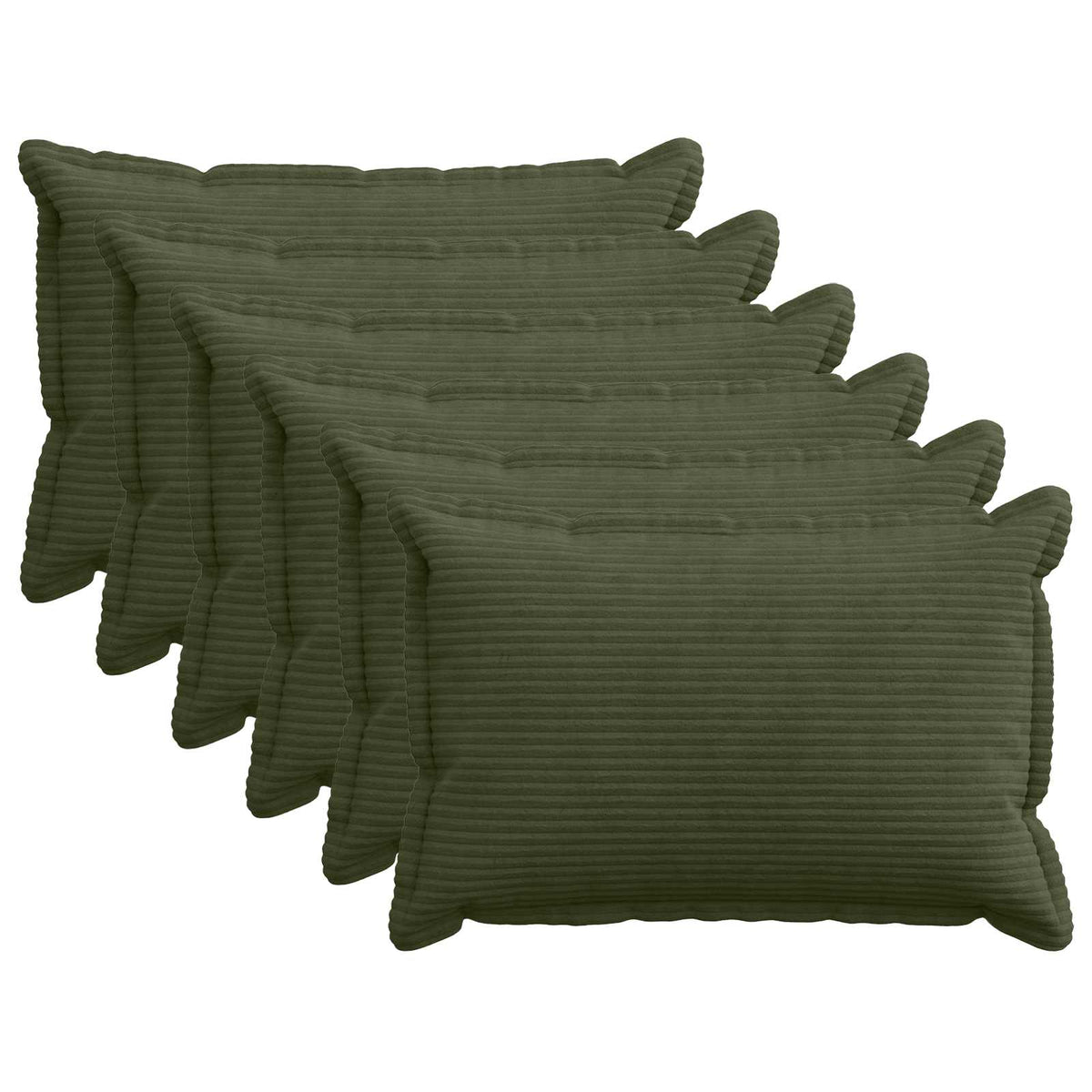 vidaXL Kussensloop 6 st HOUTEN Groen 50 x 75 cm corduroy