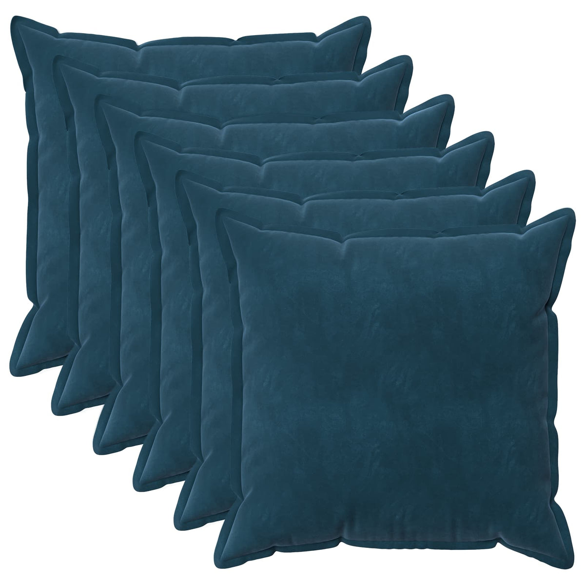 Kussensloop 6 pcs HOUTEN Blauw 55 x 55 cm Fluweel is nu te koop bij PeponiXL, paradijselijk wonen!