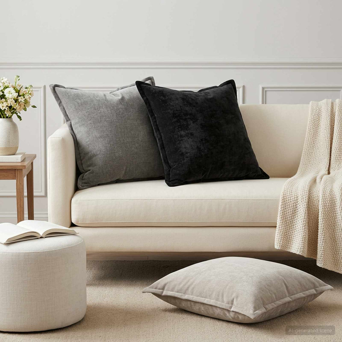 Kussensloop 2 st HOUTEN Antraciet 60 x 60 cm Chenille Stof is nu te koop bij PeponiXL, paradijselijk wonen!