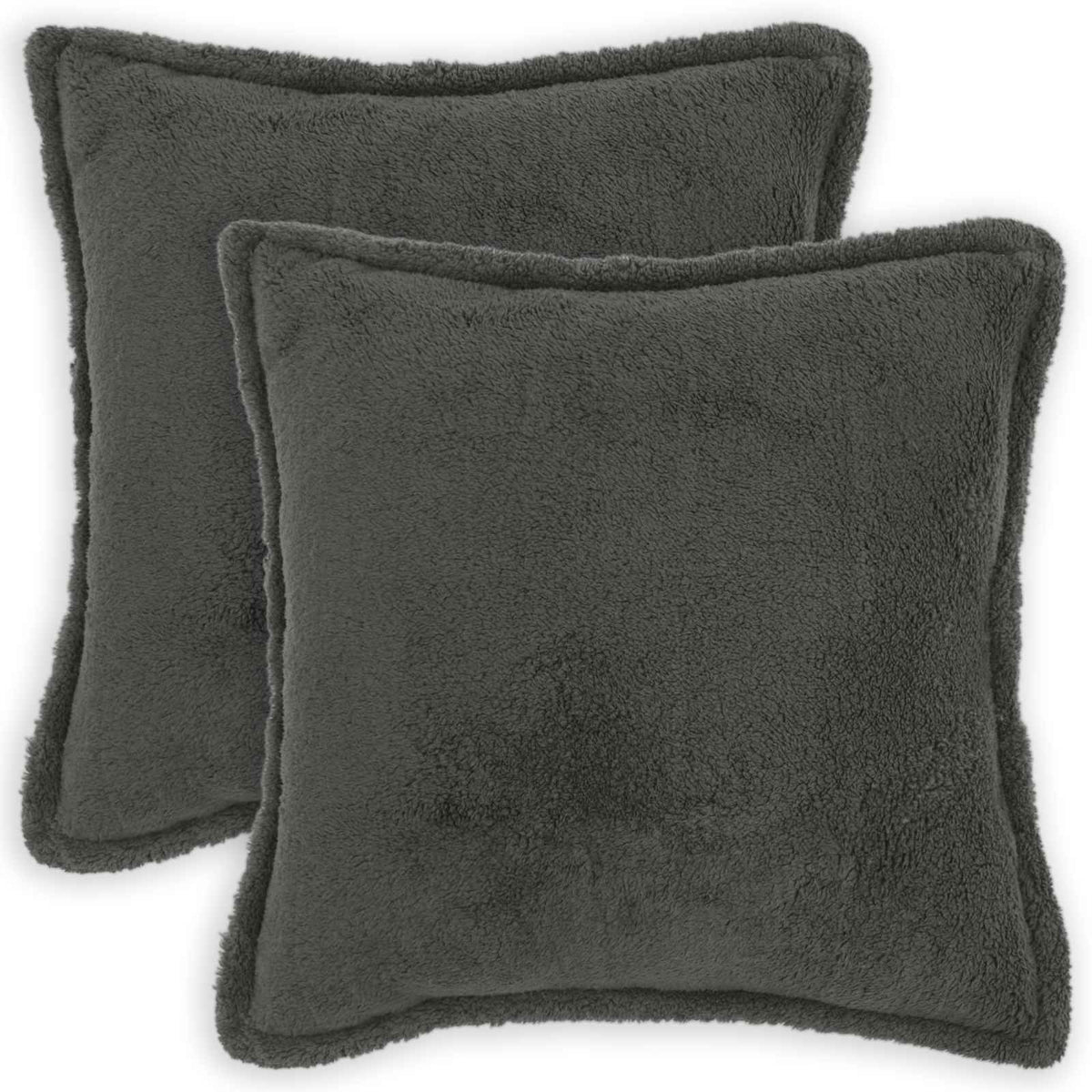 vidaXL Kussensloop 2 pcs HOUTEN Donkergrijs 55 x 55 cm Bouclé