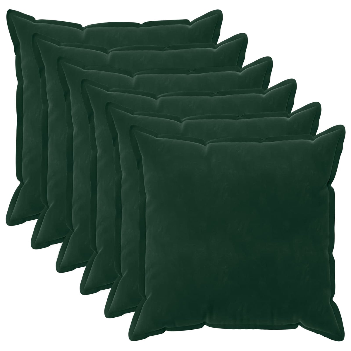 Kussensloop 6 pcs HOUTEN Donkergroen 60 x 60 cm Fluweel is nu te koop bij PeponiXL, paradijselijk wonen!