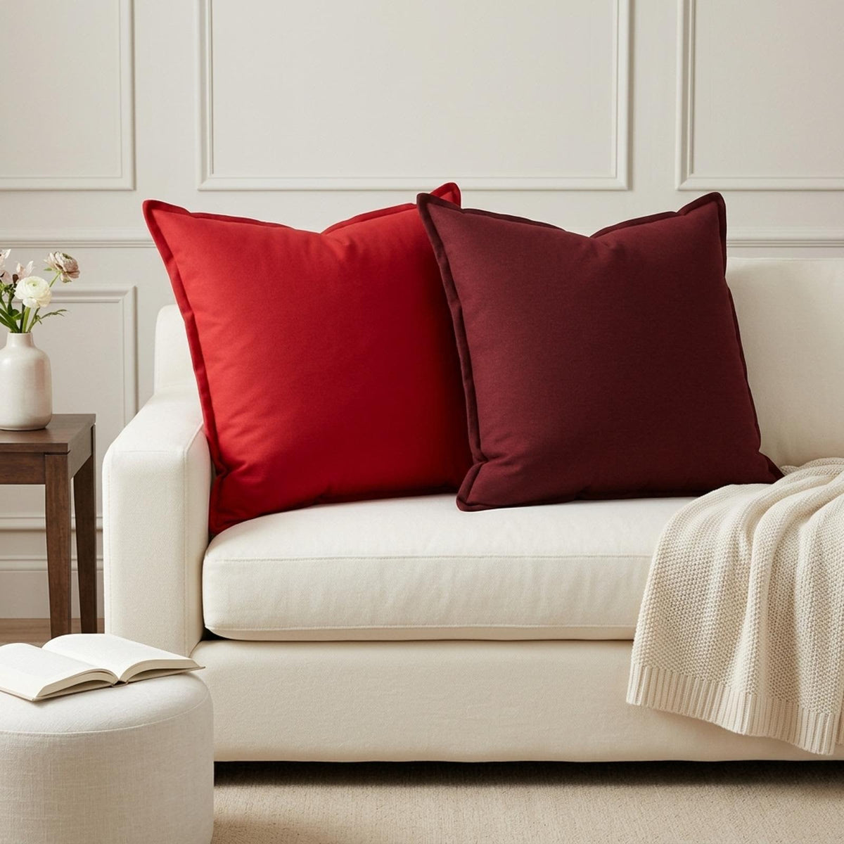 Kussen met kussen HOUTEN 2 st Rood Faux Linnen is nu te koop bij PeponiXL, paradijselijk wonen!