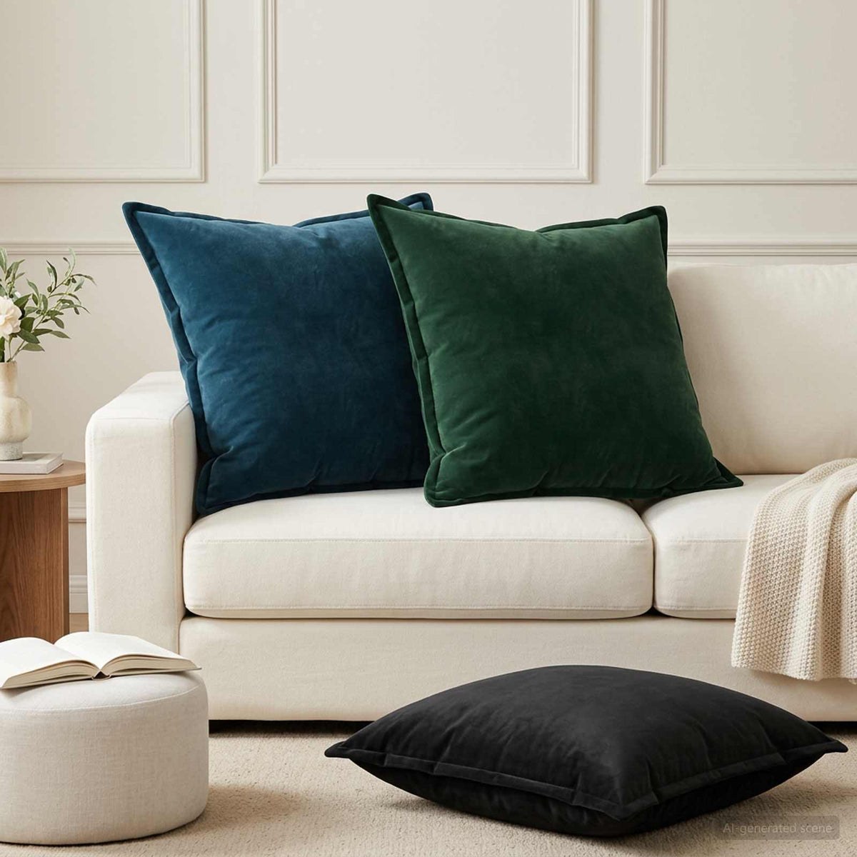 Kussen met kussen HOUTEN 2 st Blauw fluweel is nu te koop bij PeponiXL, paradijselijk wonen!