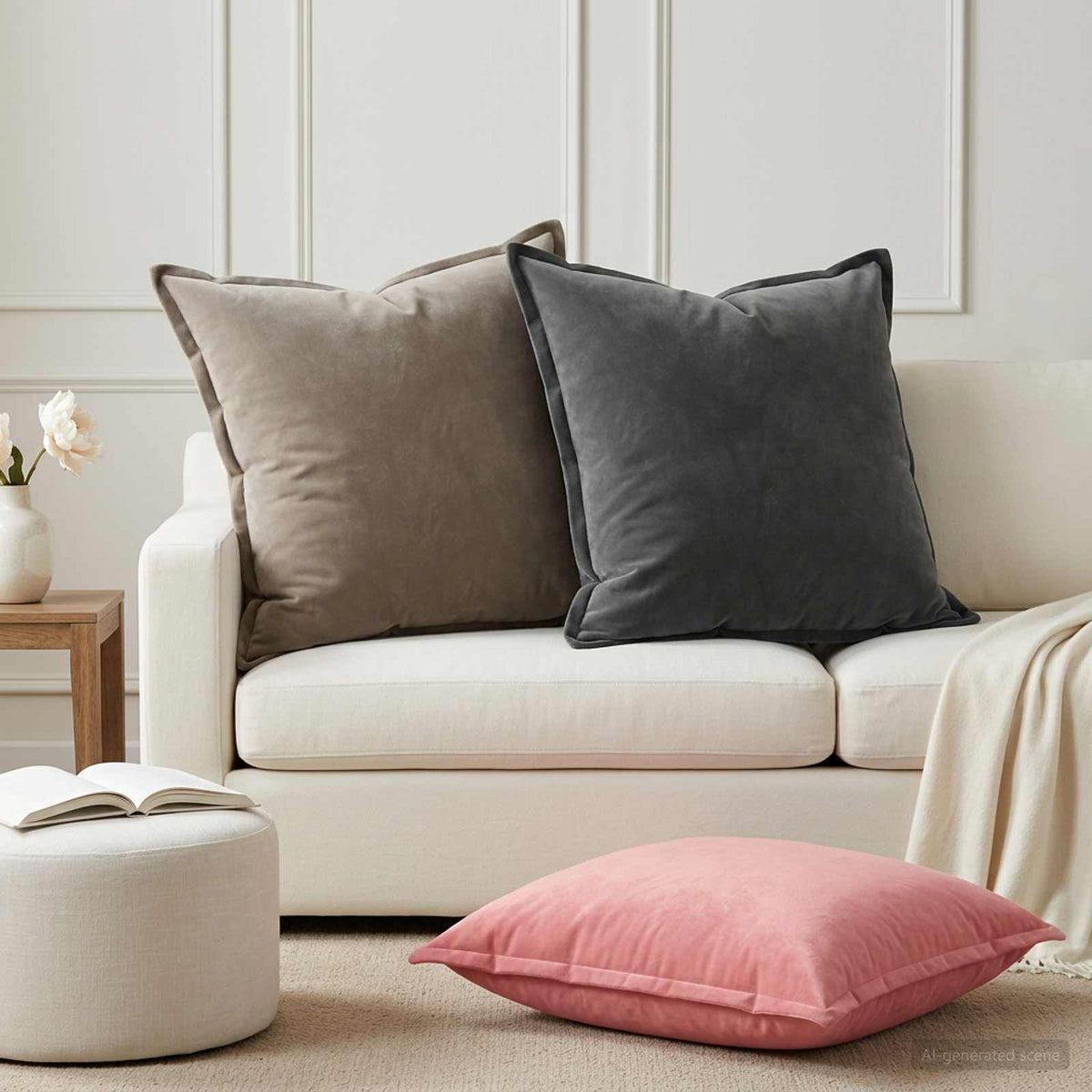Kussen met kussen HOUTEN 2 st Roze fluweel is nu te koop bij PeponiXL, paradijselijk wonen!