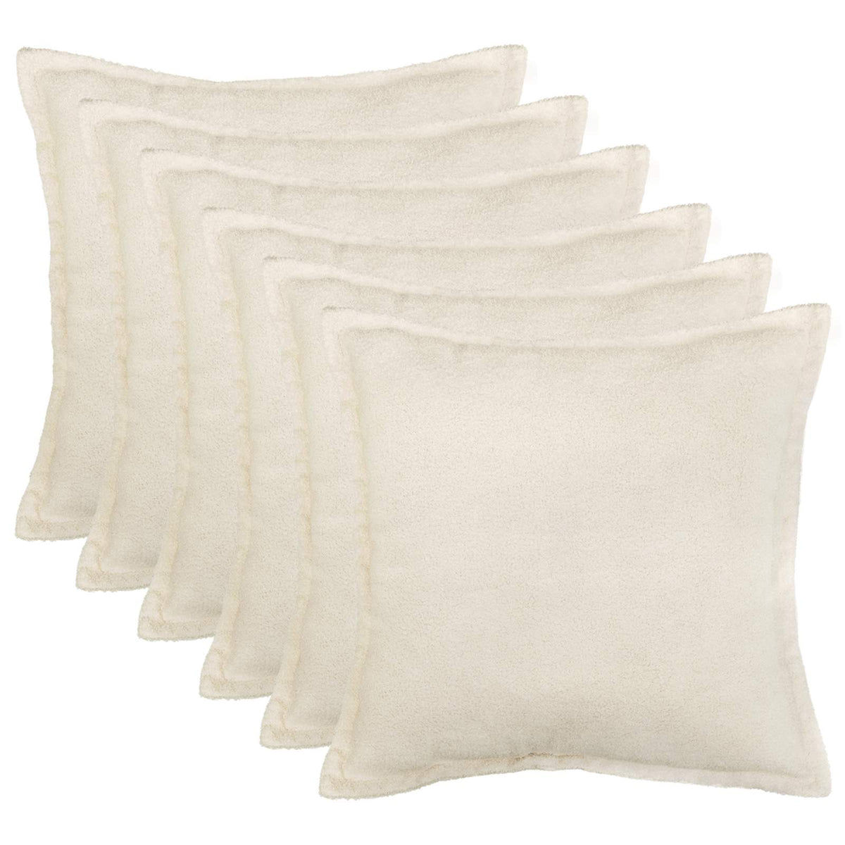 vidaXL Kussensloop 6 pcs HOUTEN Crèmekleurig 65 x 65 cm Bouclé