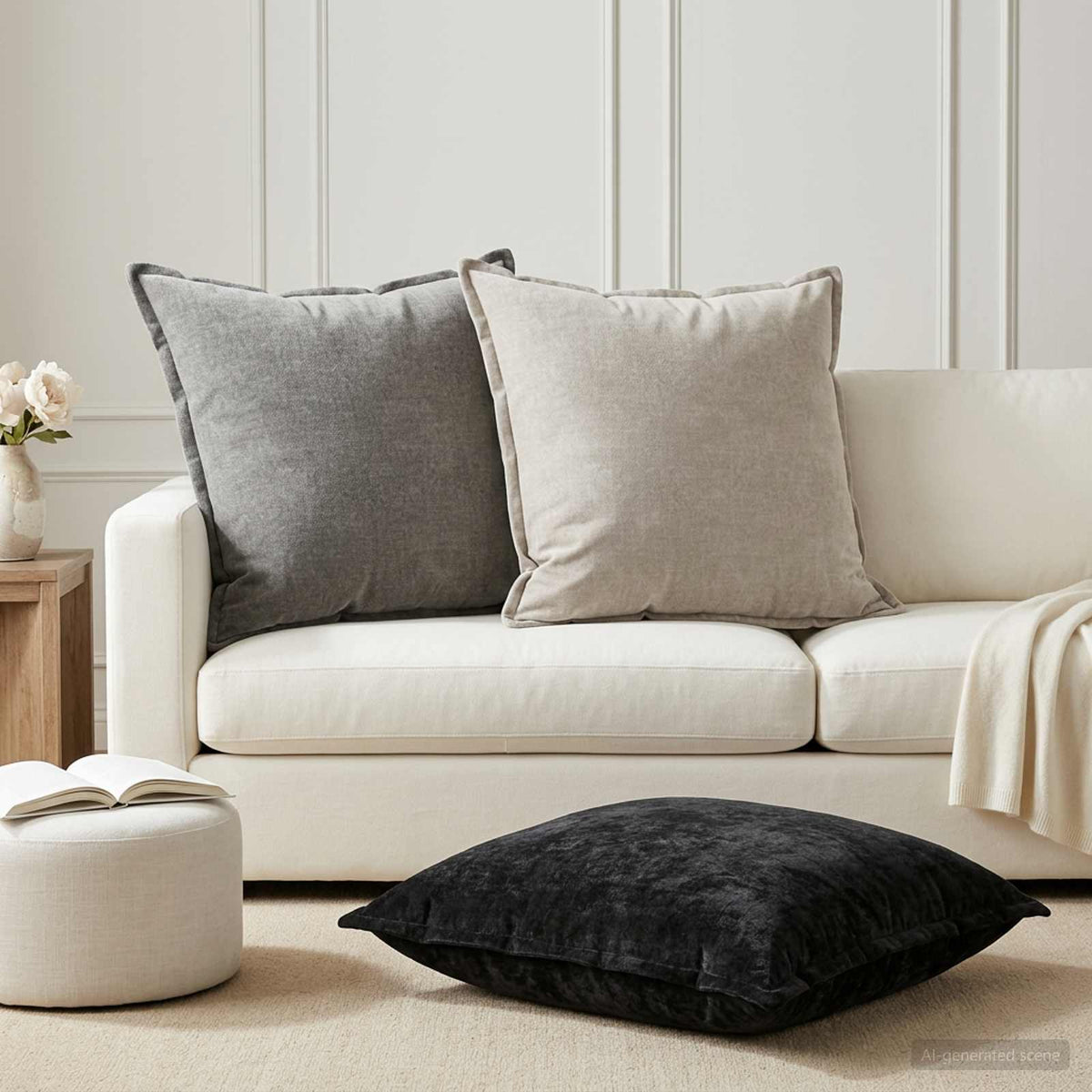 Kussensloop 2 st HOUTEN Antraciet 80 x 80 cm Chenille Stof is nu te koop bij PeponiXL, paradijselijk wonen!
