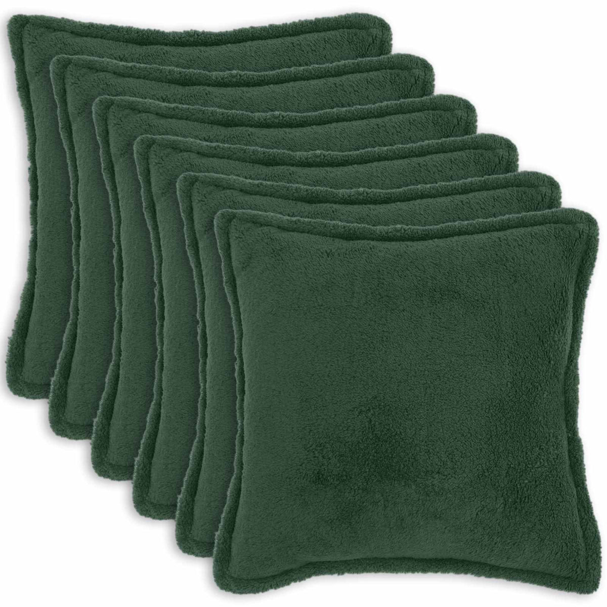 vidaXL Kussensloop 6 pcs HOUTEN Donkergroen 70 x 70 cm Bouclé