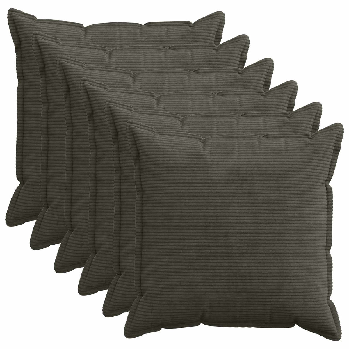 vidaXL Kussensloop 6 st HOUTEN Antraciet 80 x 80 cm corduroy