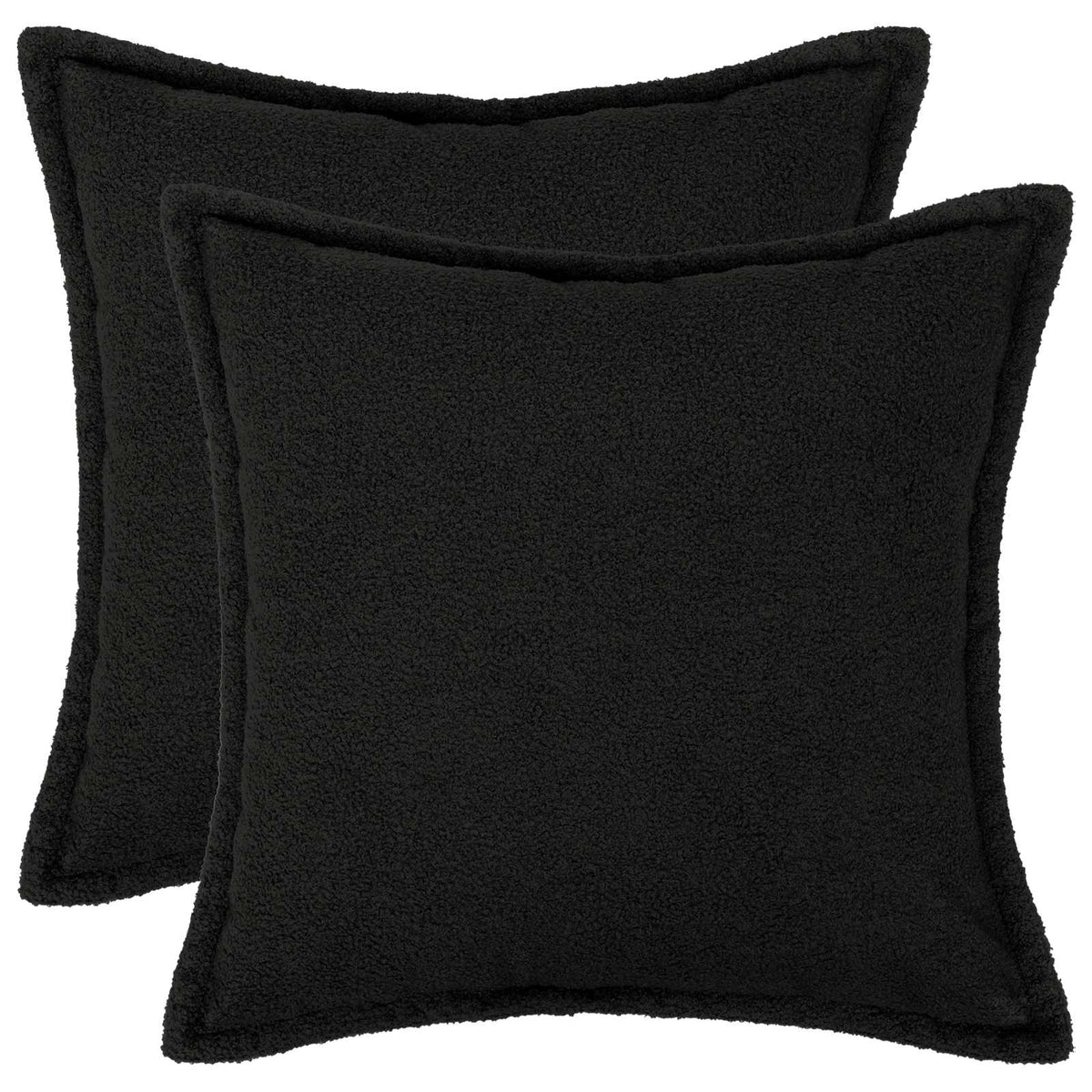 vidaXL Kussensloop 2 pcs HOUTEN Zwart 80 x 80 cm Bouclé