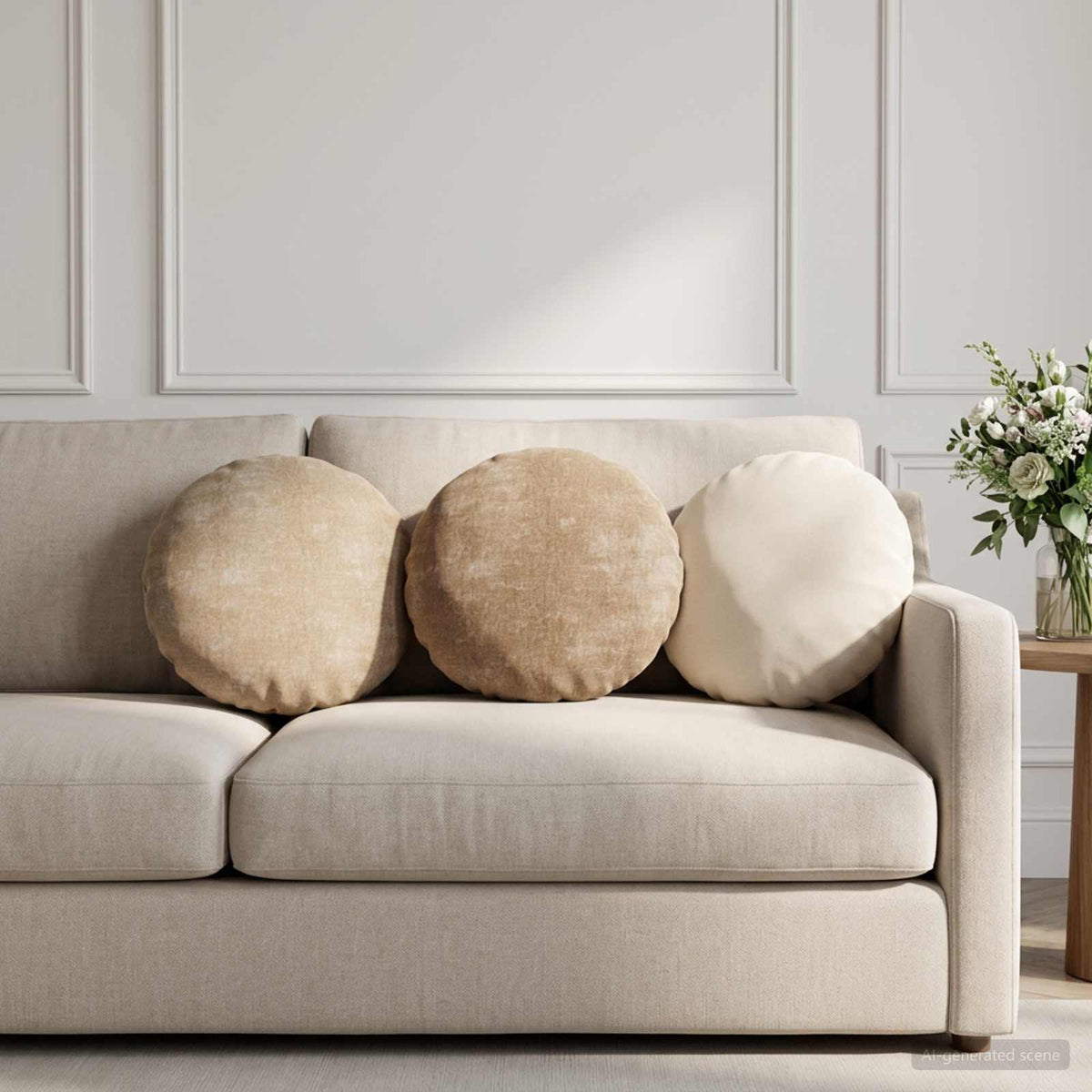 Kussensloop 2 st HEERLEN Crèmekleurig Ø 30 cm Chenille Stof is nu te koop bij PeponiXL, paradijselijk wonen!