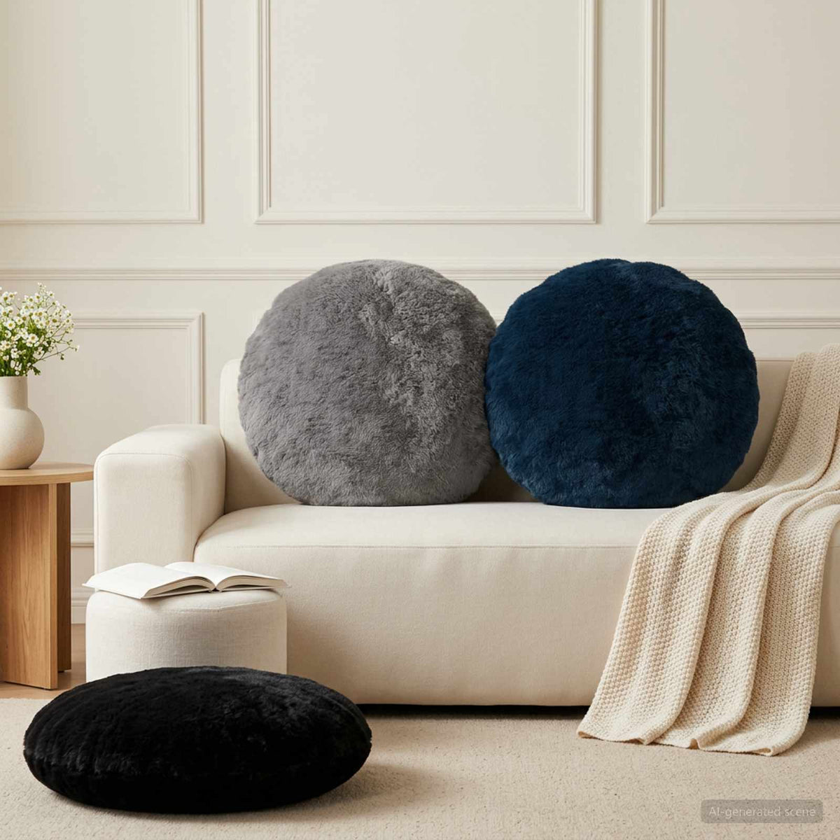 Kussensloop 2 st HEERLEN Donkergrijs Ø 60 cm Nep Konijnenbont is nu te koop bij PeponiXL, paradijselijk wonen!