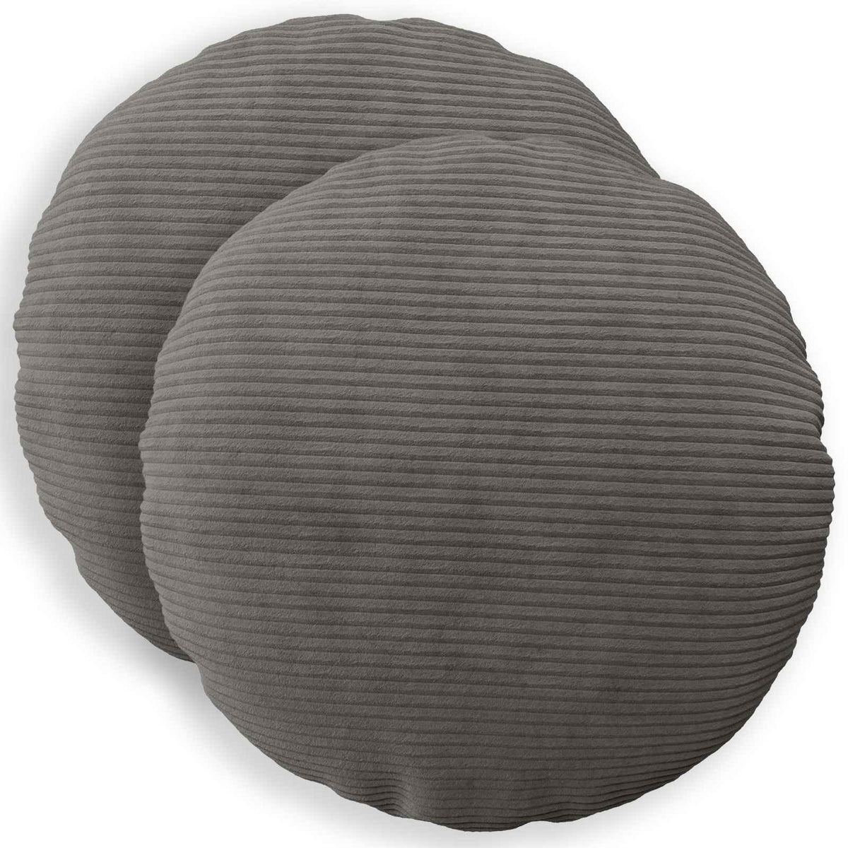 vidaXL Kussensloop 2 pcs HEERLEN Donkergrijs Ø 60 cm corduroy