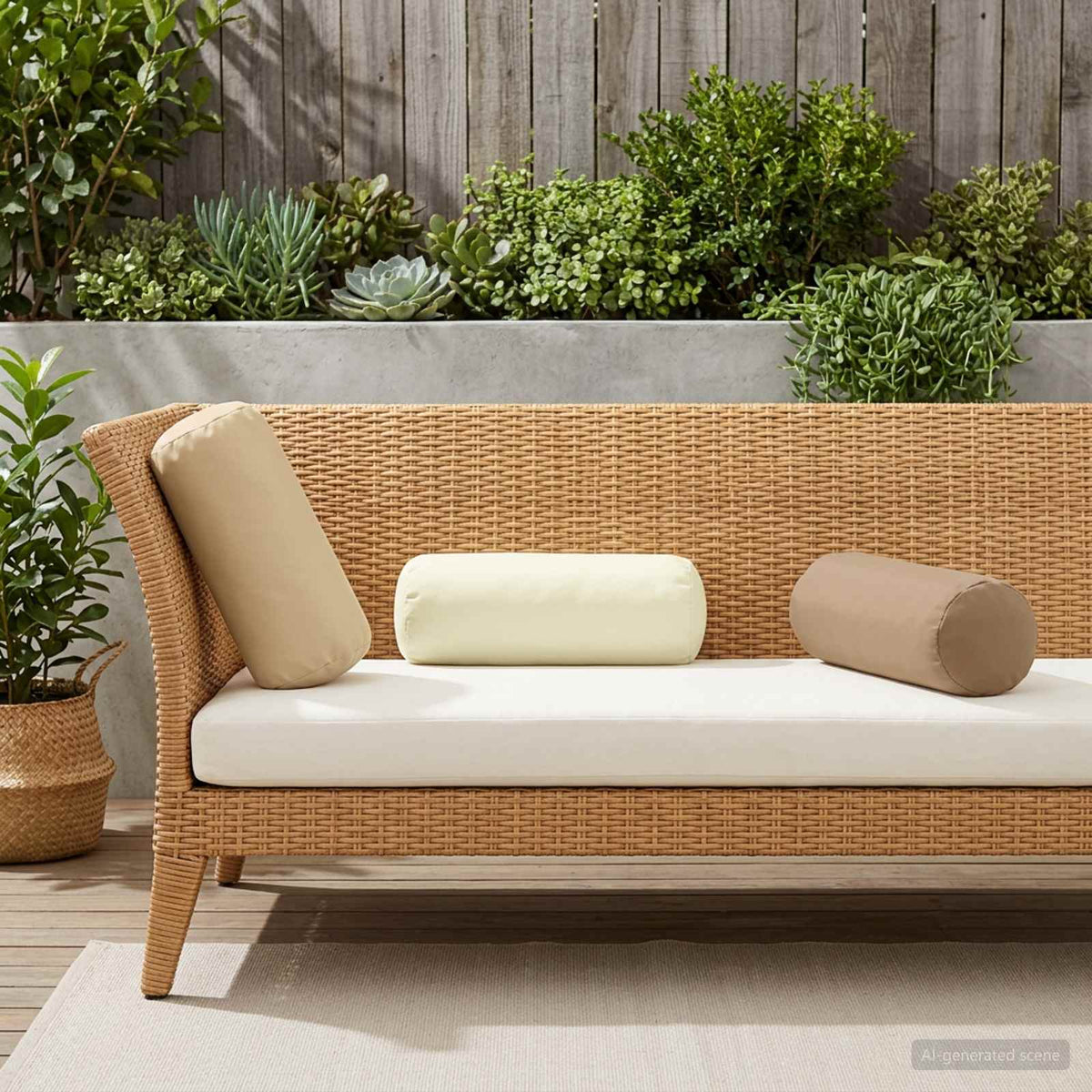 Plaid kussen 2 st HEERLEN Taupe Dia. 15 x 40 cm Polyester is nu te koop bij PeponiXL, paradijselijk wonen!