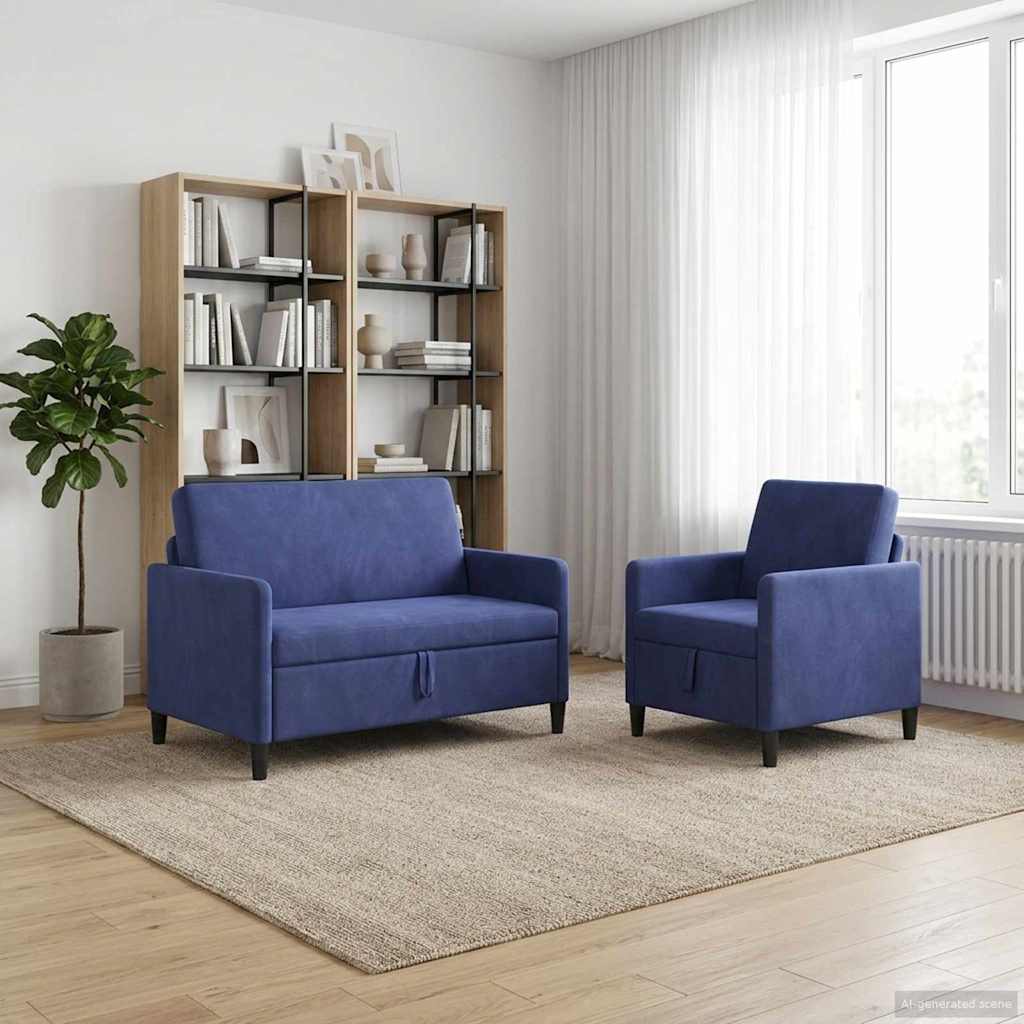 Bankenset met opbergruimte 2 st Politieblauw Polyester is nu te koop bij PeponiXL, paradijselijk wonen!