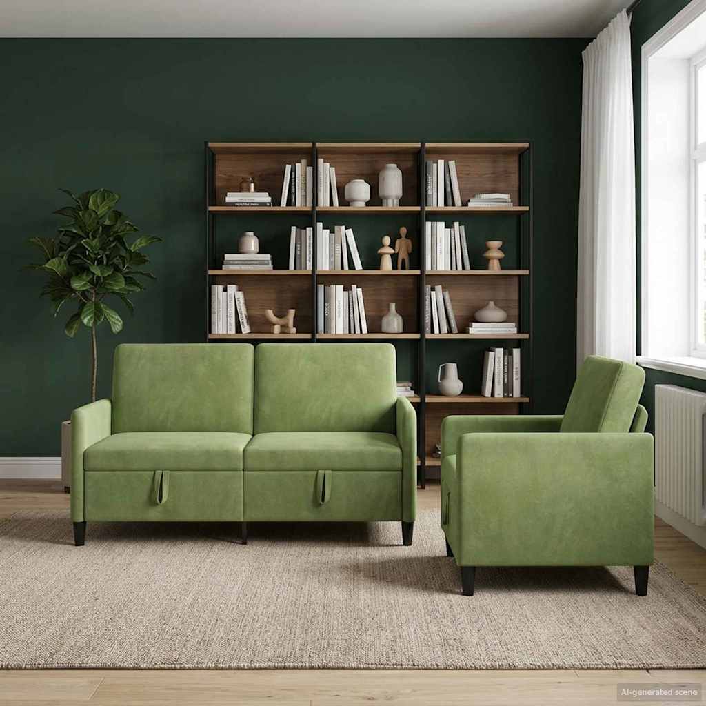 Bankenset met opbergruimte 2 st Lichtgroen Polyester is nu te koop bij PeponiXL, paradijselijk wonen!