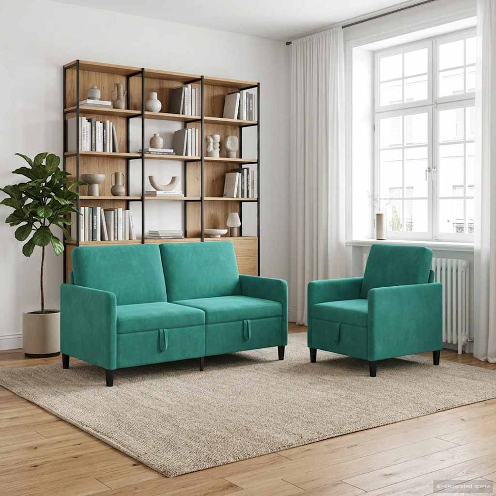 Bankenset met opbergruimte 2 st Turquoise Polyester is nu te koop bij PeponiXL, paradijselijk wonen!