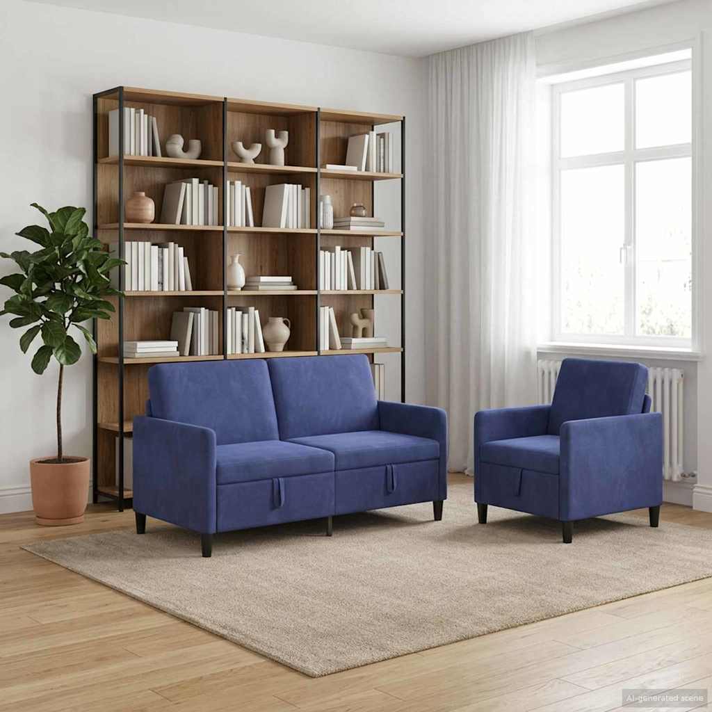 Bankenset met opbergruimte 2 st Politieblauw Polyester is nu te koop bij PeponiXL, paradijselijk wonen!
