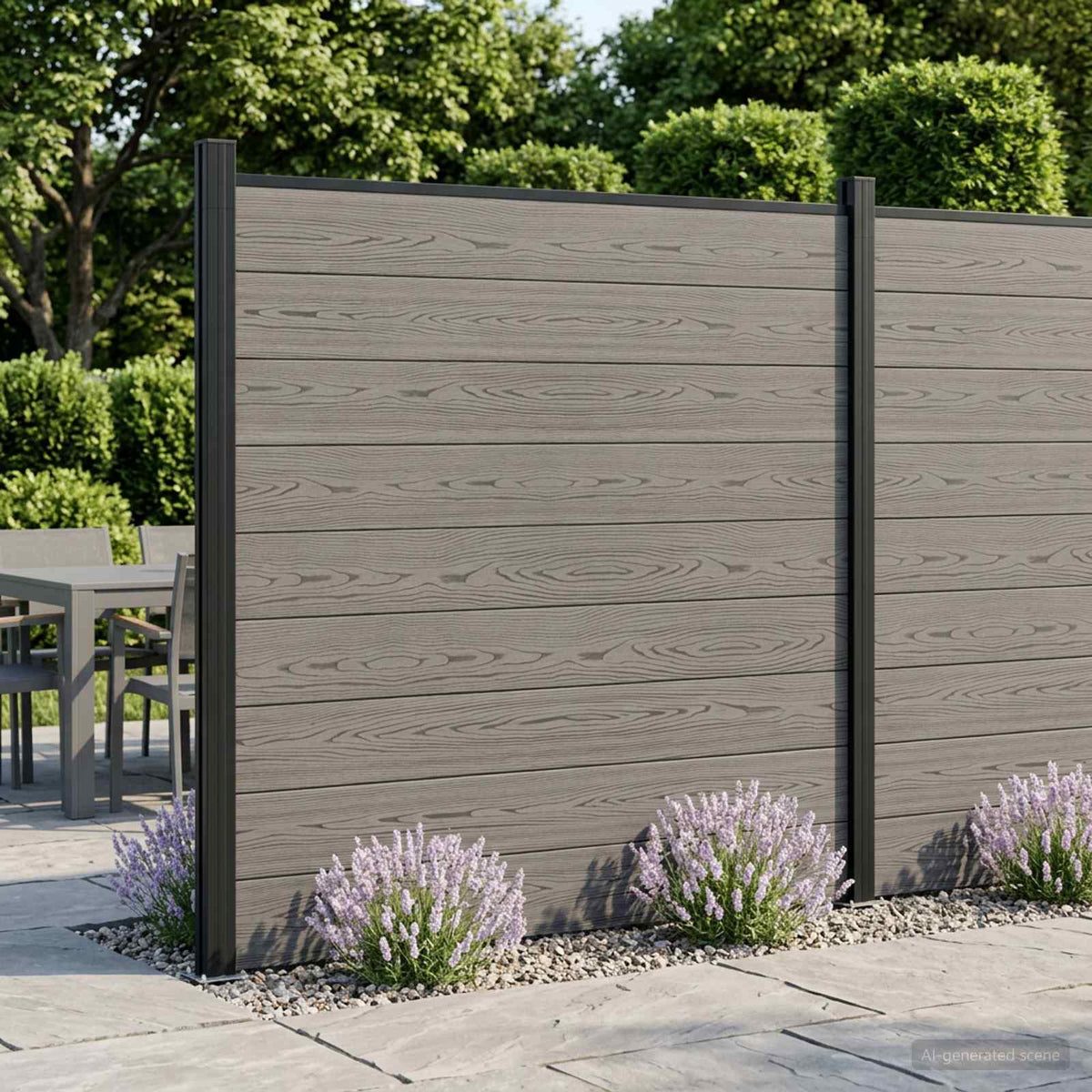 Hek set 353 x 186 cm WPC en Aluminium Grijs is nu te koop bij PeponiXL, paradijselijk wonen!