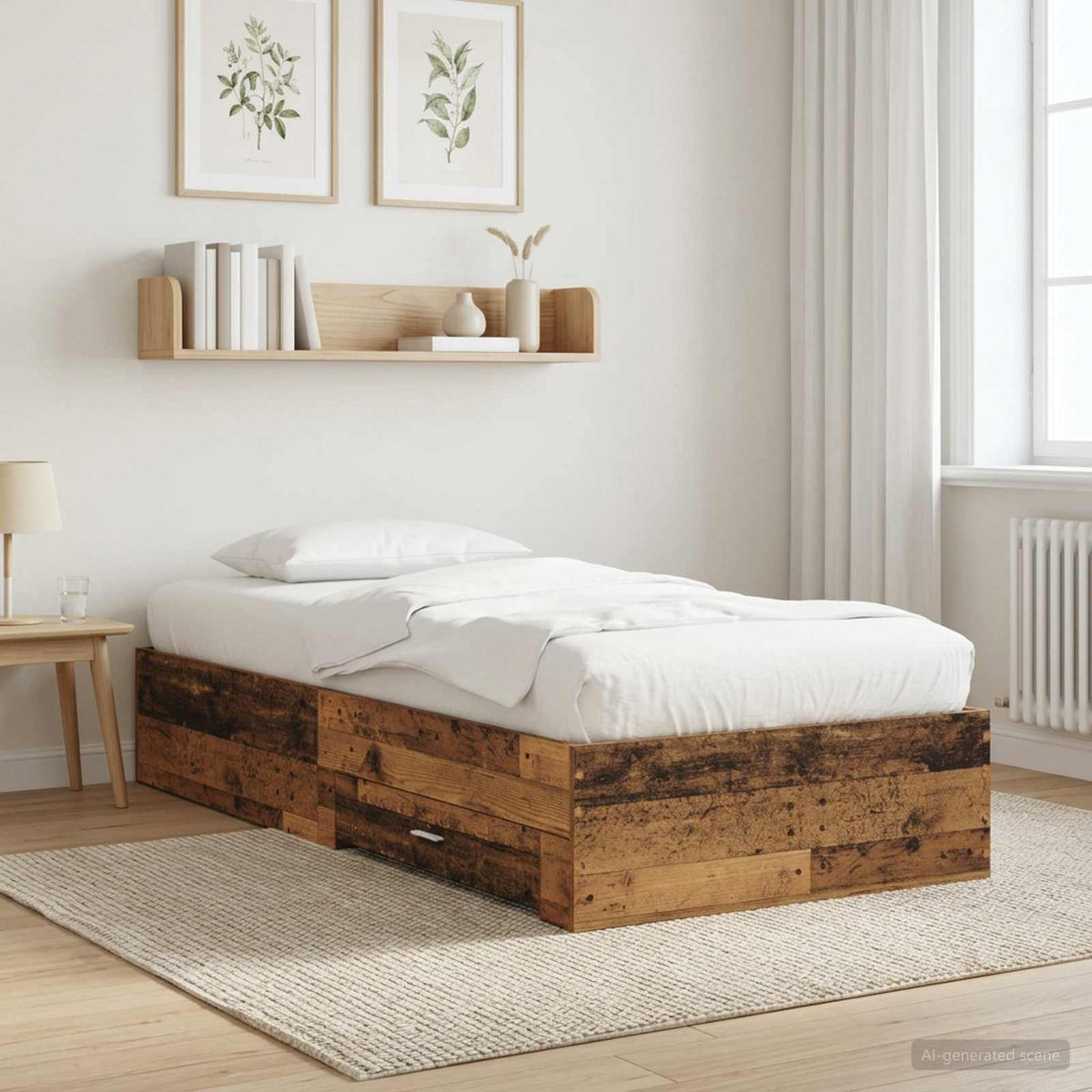 Bedframe met lade met opslag Oud hout Bewerkt hout is nu te koop bij PeponiXL, paradijselijk wonen!