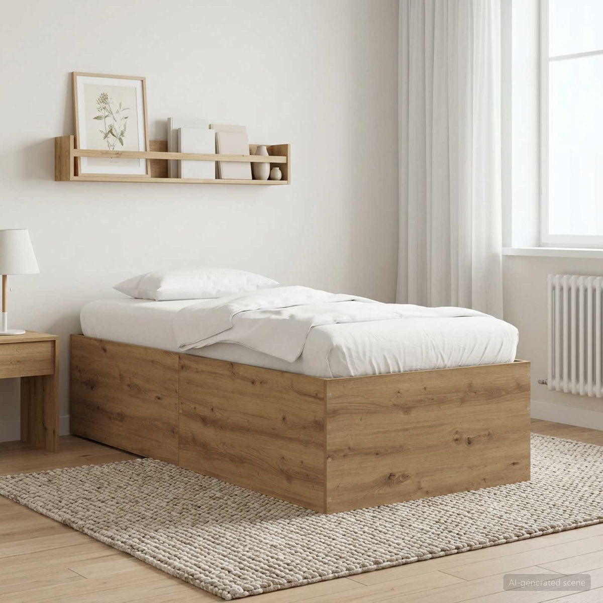Vloerbedframe Artisanaal eiken 80 x 200 cm Bewerkt hout is nu te koop bij PeponiXL, paradijselijk wonen!