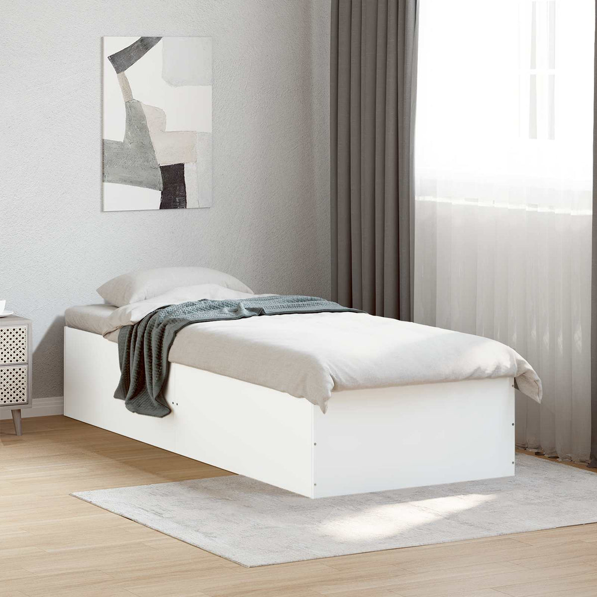 Vloerbedframe Wit 80 x 200 cm Bewerkt hout is nu te koop bij PeponiXL, paradijselijk wonen!
