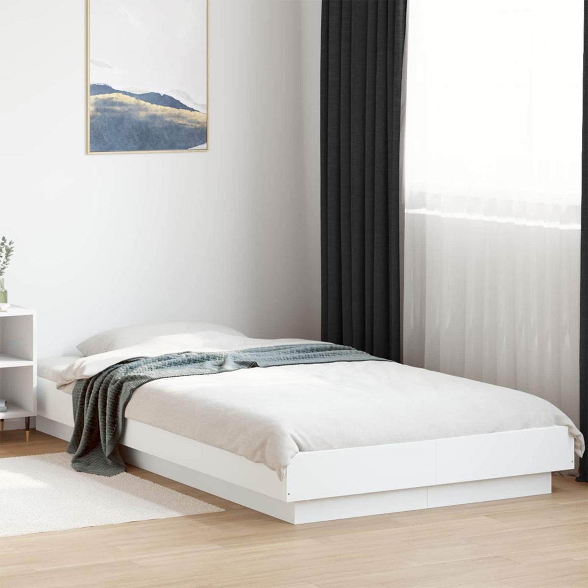 Bed Frame met LED Wit 80 x 200 cm Bewerkt hout is nu te koop bij PeponiXL, paradijselijk wonen!