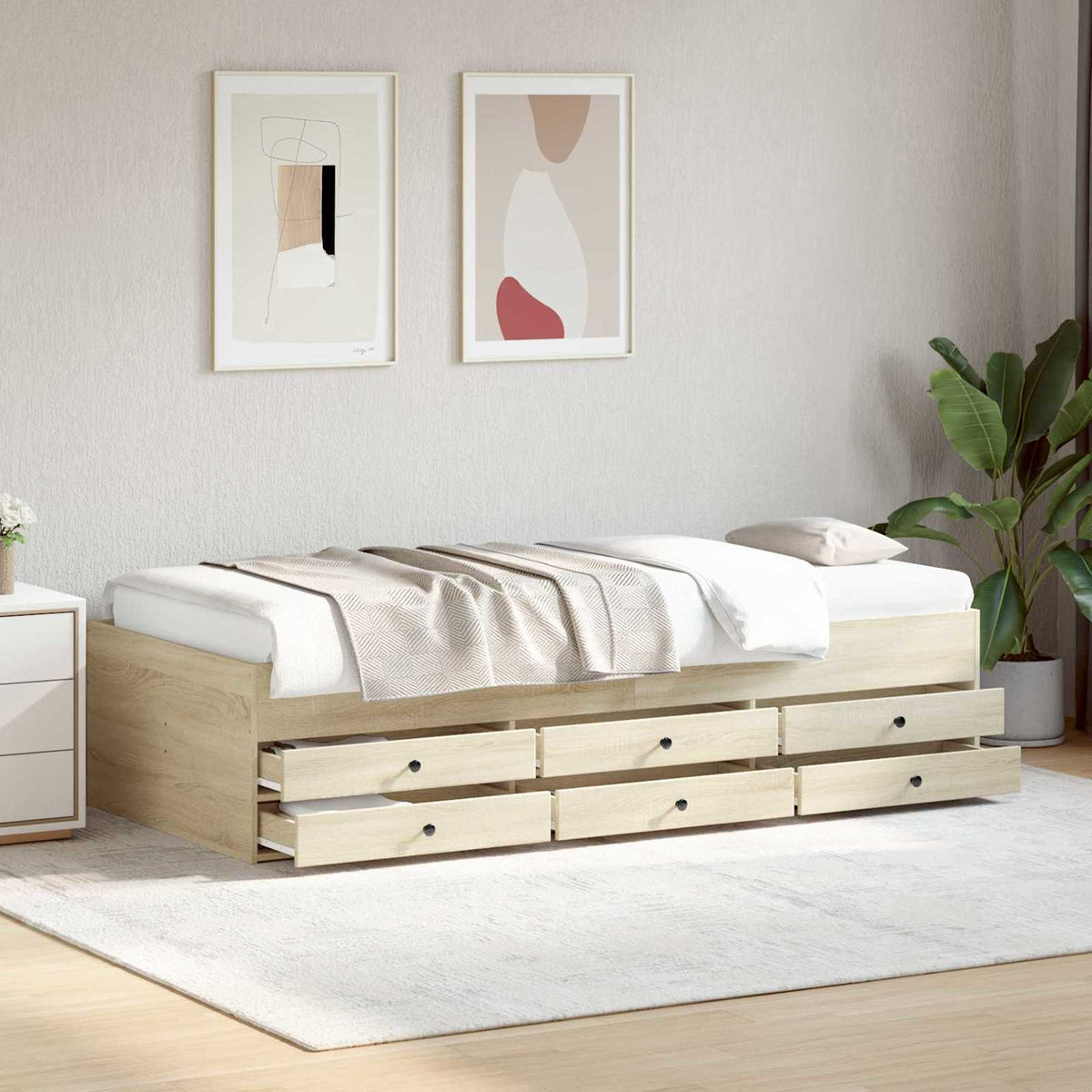 Bedframe met opslag Sonoma Eiken 80 x 200 cm Bewerkt hout is nu te koop bij PeponiXL, paradijselijk wonen!