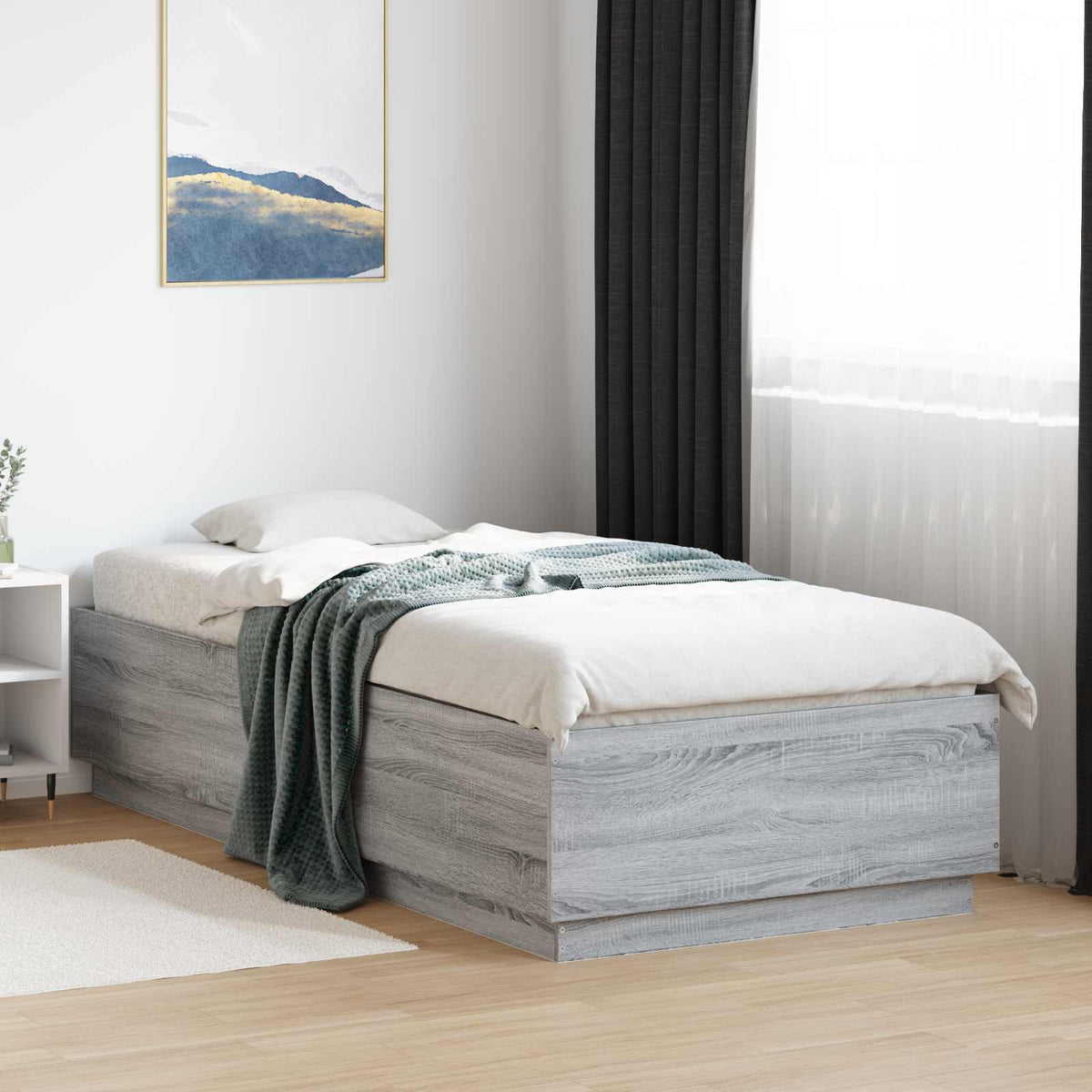 Bedframe Grijs Sonoma 80 x 200 cm Bewerkt hout is nu te koop bij PeponiXL, paradijselijk wonen!