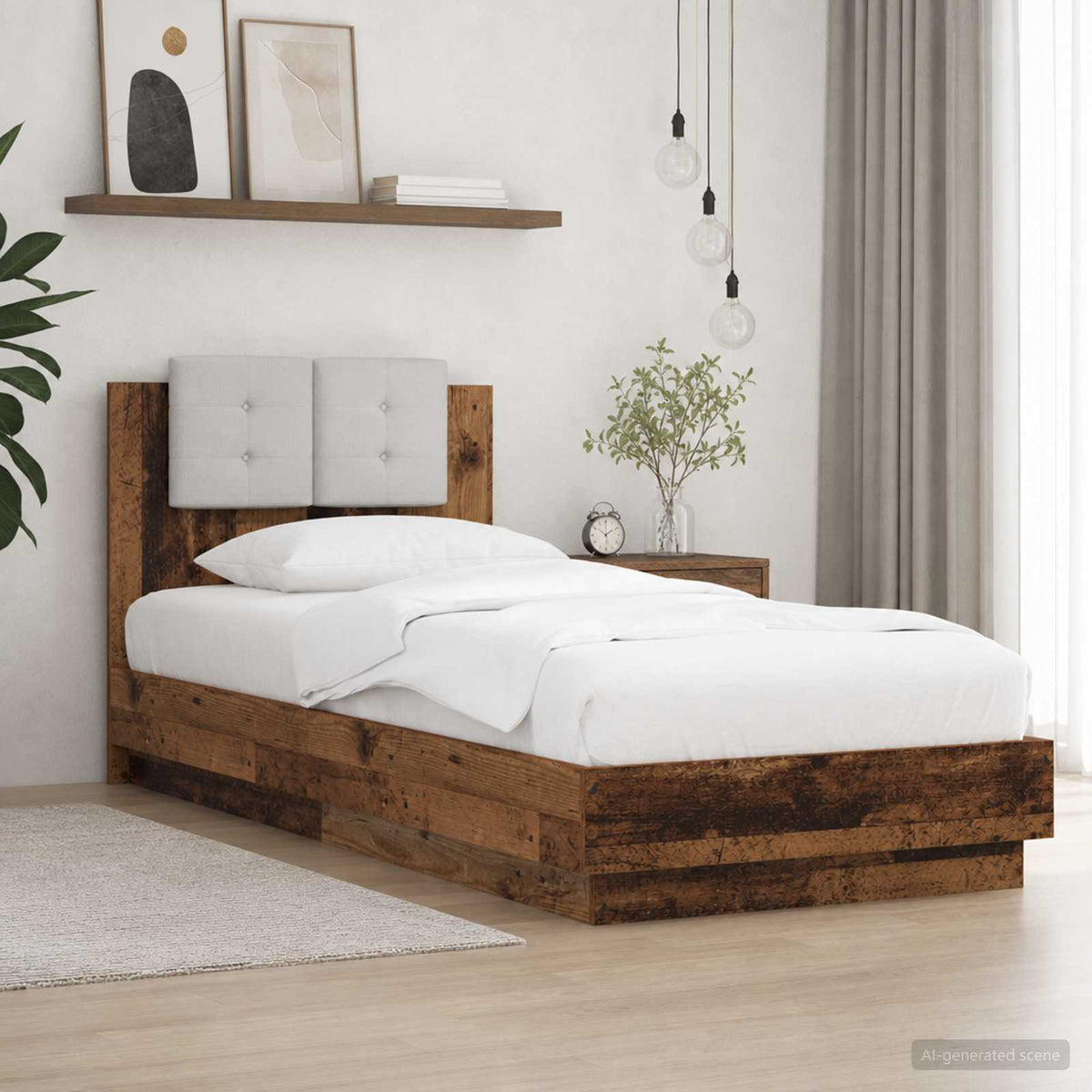 Bedframe met Hoofdeinde Oud hout Bewerkt hout is nu te koop bij PeponiXL, paradijselijk wonen!
