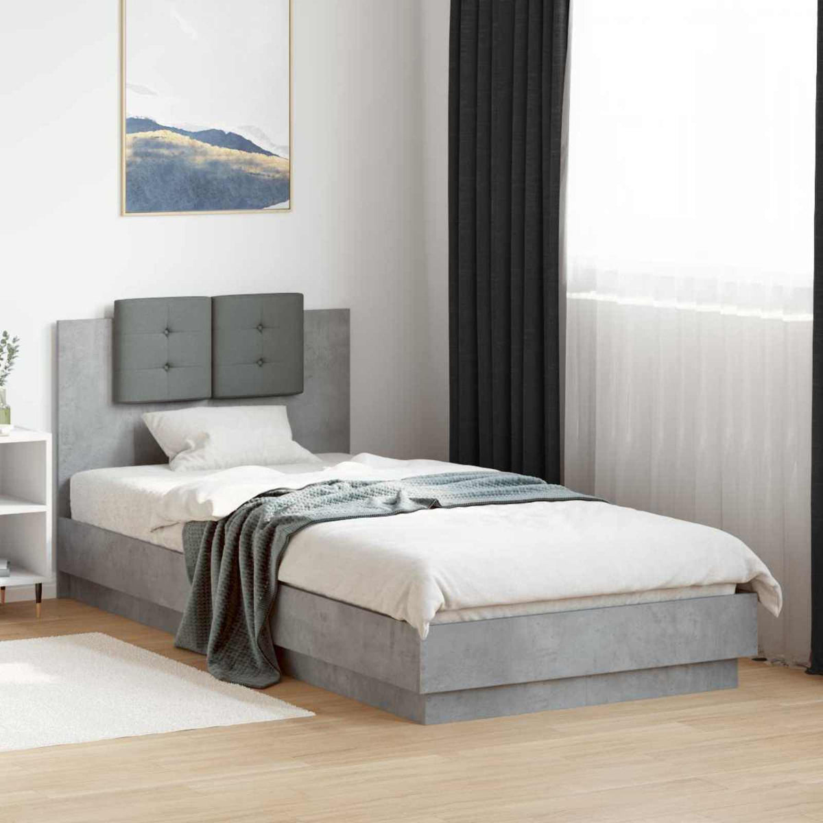 Bedframe met Hoofdeinde Betongrijs Bewerkt hout is nu te koop bij PeponiXL, paradijselijk wonen!