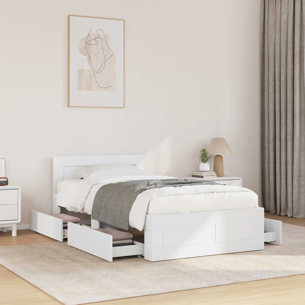 Bedframe met lade met hoofdeinde 2 st Wit Bewerkt hout is nu te koop bij PeponiXL, paradijselijk wonen!
