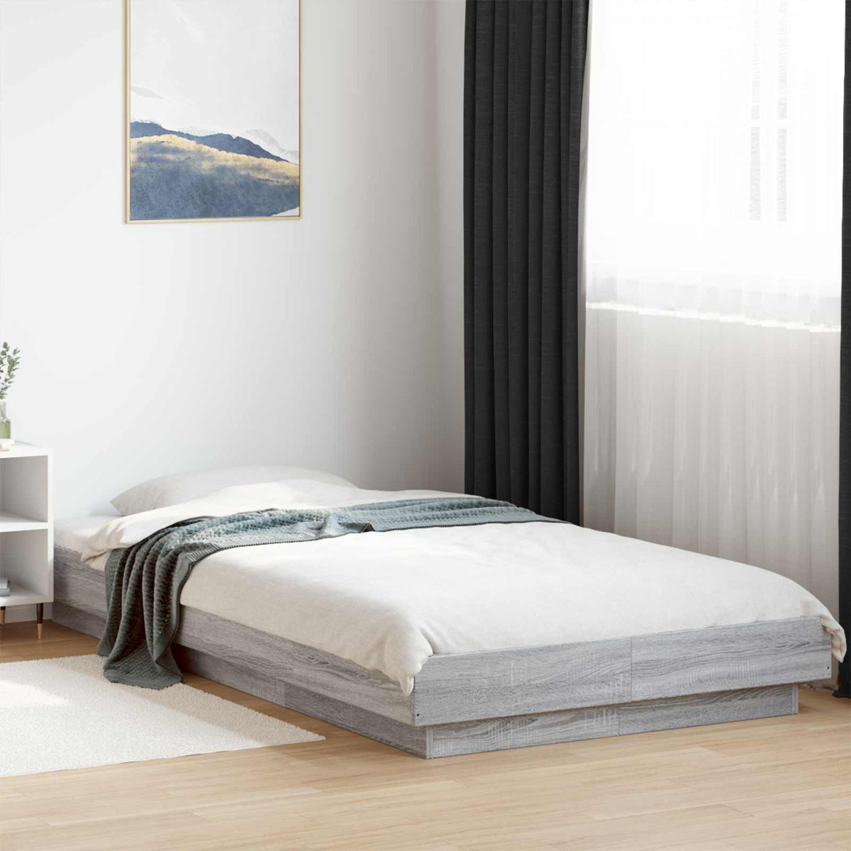 Vloerbedframe Grijs Sonoma 80 x 210 cm Bewerkt hout is nu te koop bij PeponiXL, paradijselijk wonen!