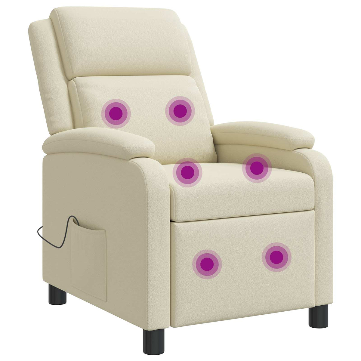 Massage Recliner Crèmekleurig Kunstleer is nu te koop bij PeponiXL, paradijselijk wonen!